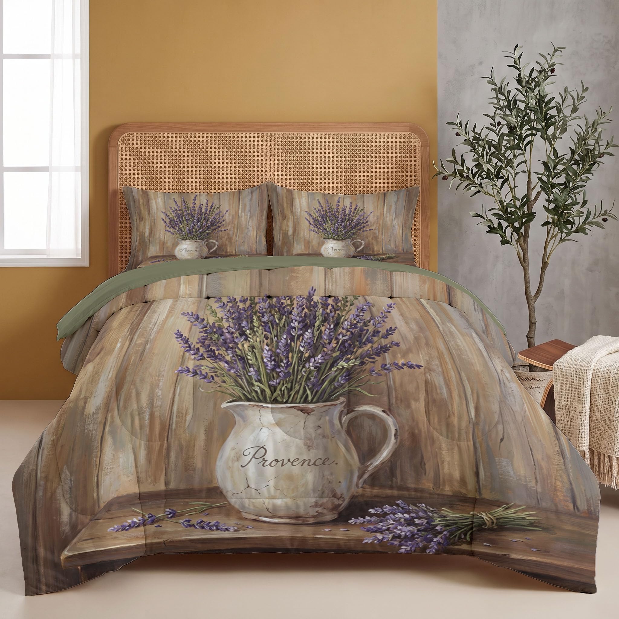 Trapunta Stampa 3D 140X200 Cm Dipinto Ad Olio Di Lavanda Rurale Botanica Provenzale | Piumino Letto Morbida Anallergica, Trapunta Caldo Piumone Per Tutte Stagioni, Per Adulti Bambini, Marrone Ruggine