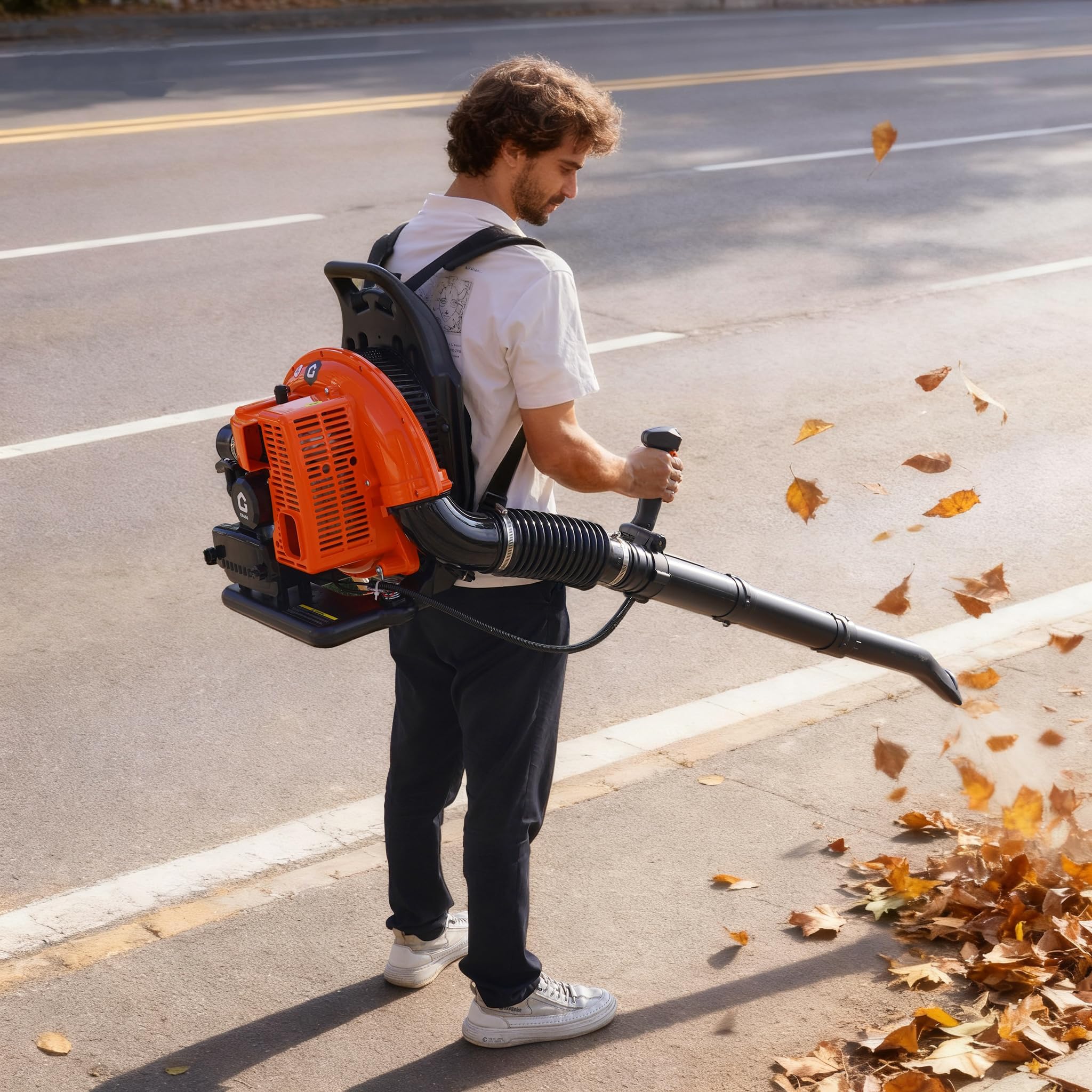 Garvee Con 1 Pacchetto Plastica 2 Plastica Zaino Soffiatore Foglie - Potenza Commerciale 66CC 4.0HP Motore a 2 Tempi, 880 CFM, 320 MPH, Design Ergonomico Per Giardino, Prato, Rimozione Neve， Arancione