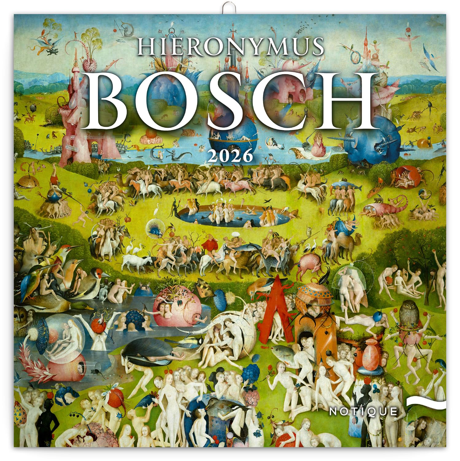 NOTIQUE Kalendarz ścienny 2026 Hieronymus Bosch Kalendarz, kalendarz broszurowy z kalendarzem miesięcznym, kalendarz broszurowy 30 x 30 cm (30x60 otwarty)