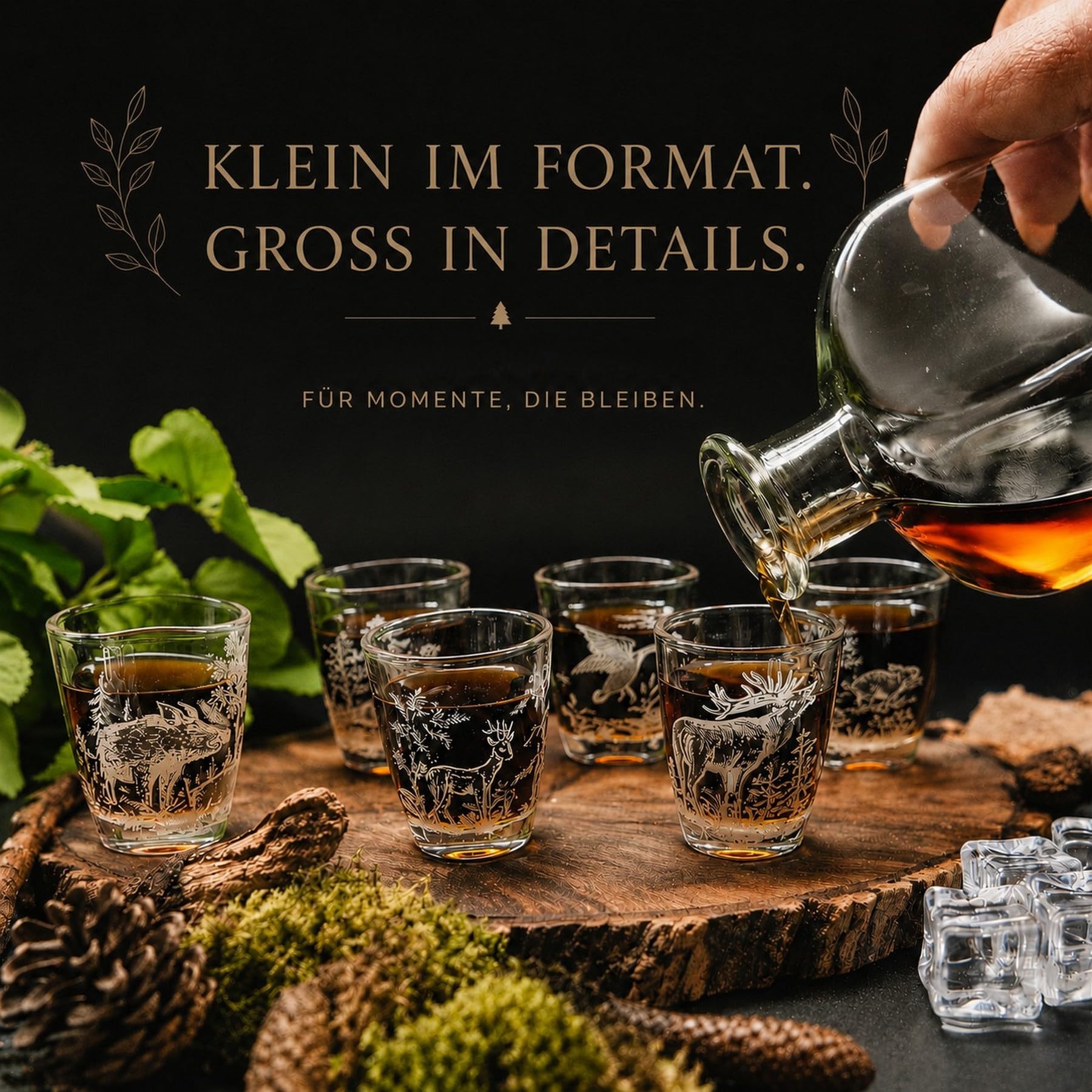 GTK - Geweihe & Trophäen KRUMHOLZ Lot de 6 verres à liqueur courts avec motif chasse 2cl