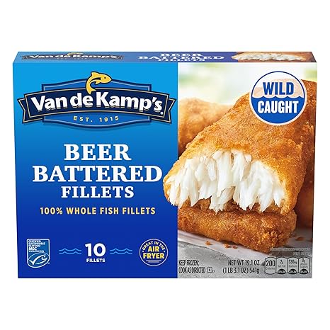 Van de Kamp's Beer Battered 100% Whole Fish Fillets, Frozen, 19.1 oz 10 ct