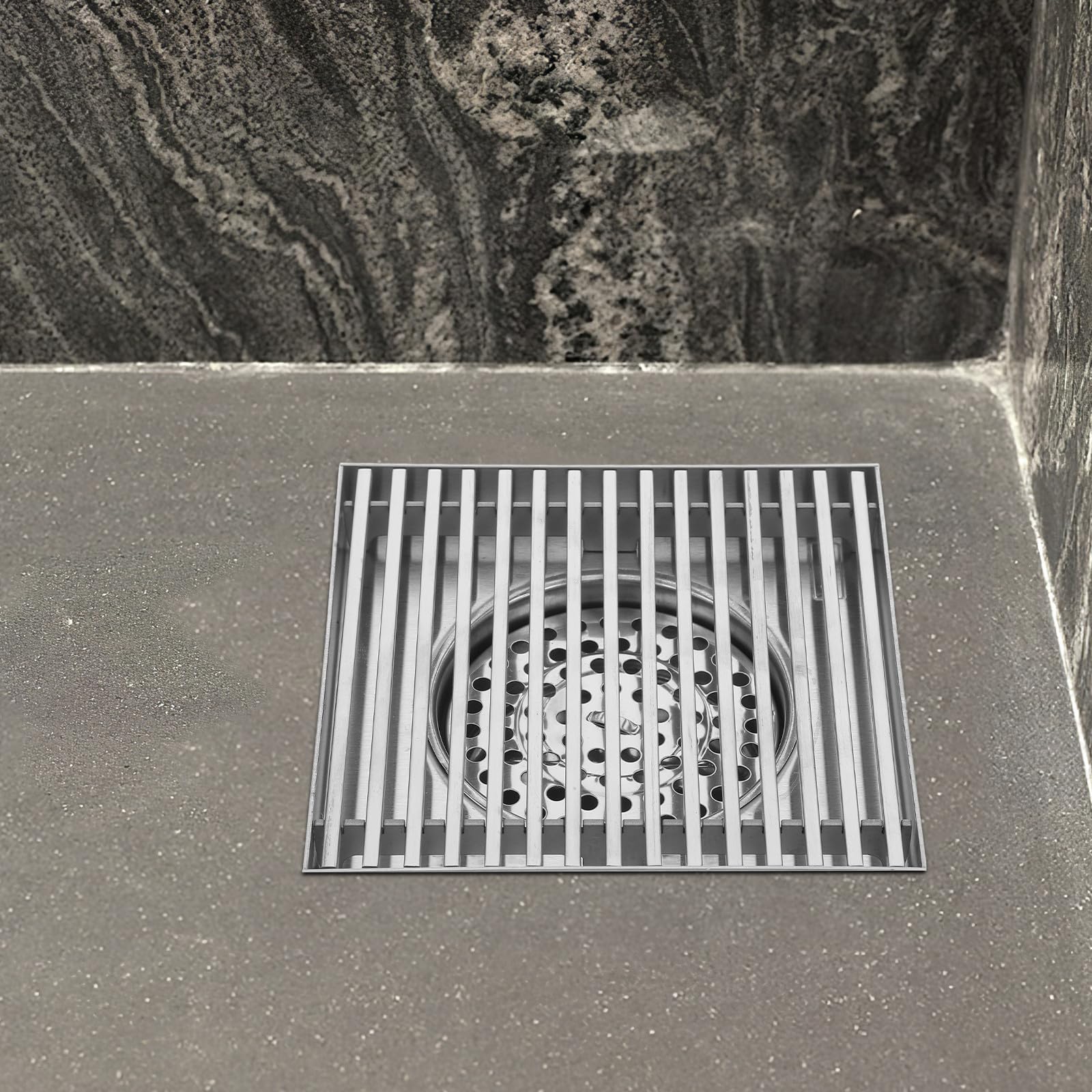 Cubierta de Rejilla de Drenaje Pluvial Cuadrada de Acero Inoxidable 304 | Reemplazo para Patio y Jardín, Diseño de Barras Sólidas, Color Plata, Ayuda a Evitar Obstrucciones