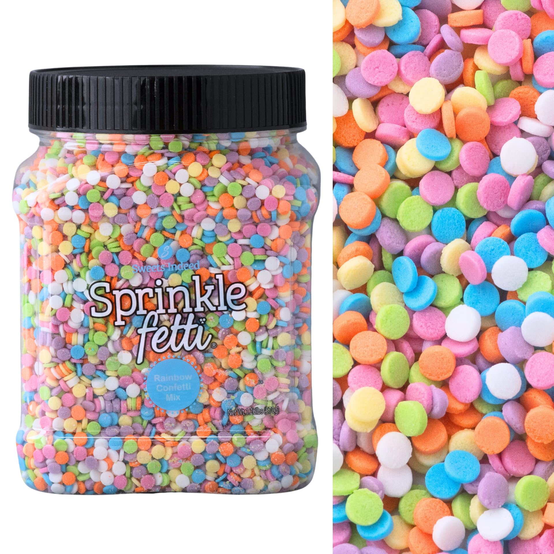 - Sweets Indeed, Bulk Rainbow Sprinkles, 1.2 pounds, Sprinkle Mix, Perfect for Cake Decorations, Baking Ice Cream Cookies Cupcake Topper (Rainbow Confetti)