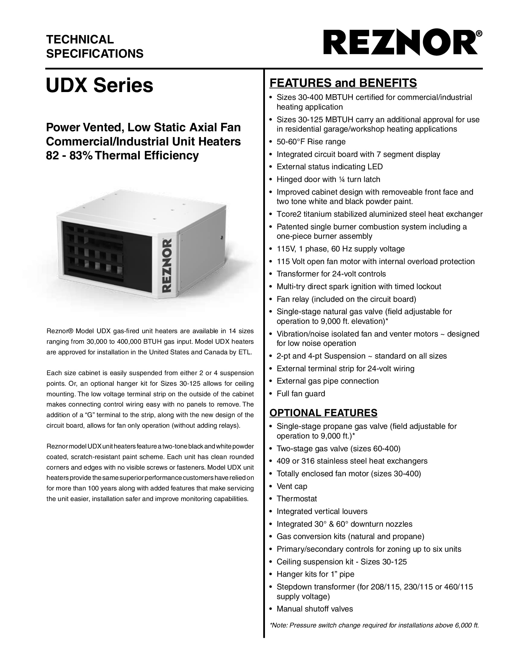 Reznor - UDX60 Residential Power Vented Fan Series, Gas-Fired Unit Heater  60000 Btu (UDX60-60000 BTU's) : Amazon.ca: Tools u0026 Home Improvement