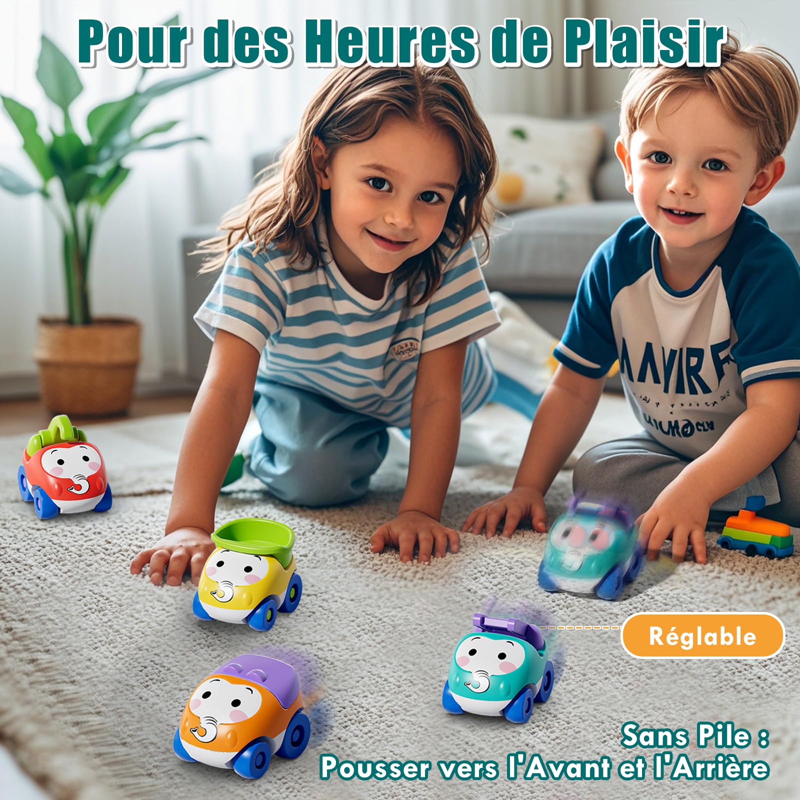 Lehoo Castle Jouet de Voitures pour Enfant 1 2 3 Ans, Cadeau pour Enfant, Toboggan Éléphant avec 4 Voitures a'Animaux, Jeux Éducatif pour Bébé 12+ Mois, Piste de Voitures à Pousser