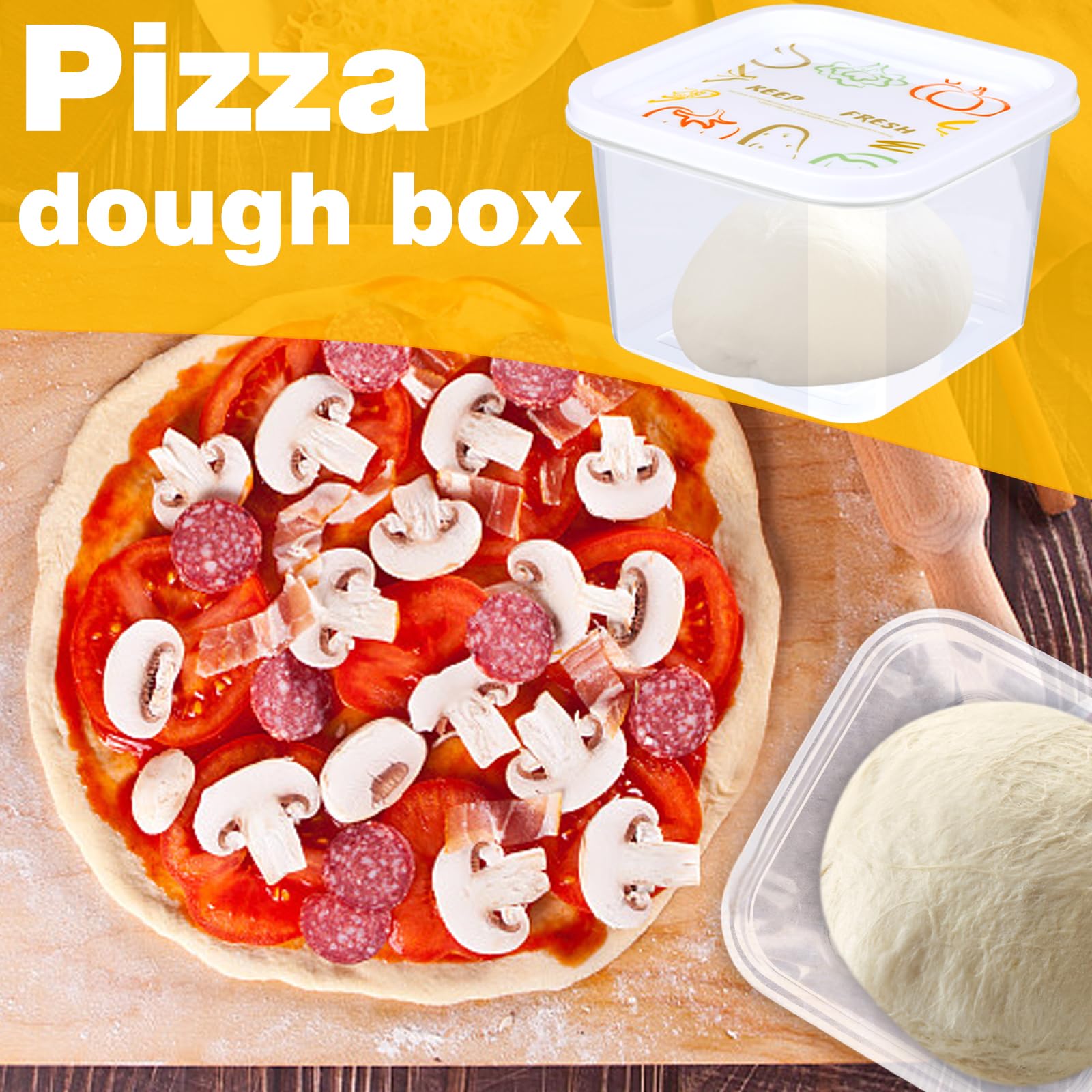 Pizzateig-Gärbox - Set mit 12 stapelbaren Teiggärbehältern mit Deckel für Teig in Familiengröße