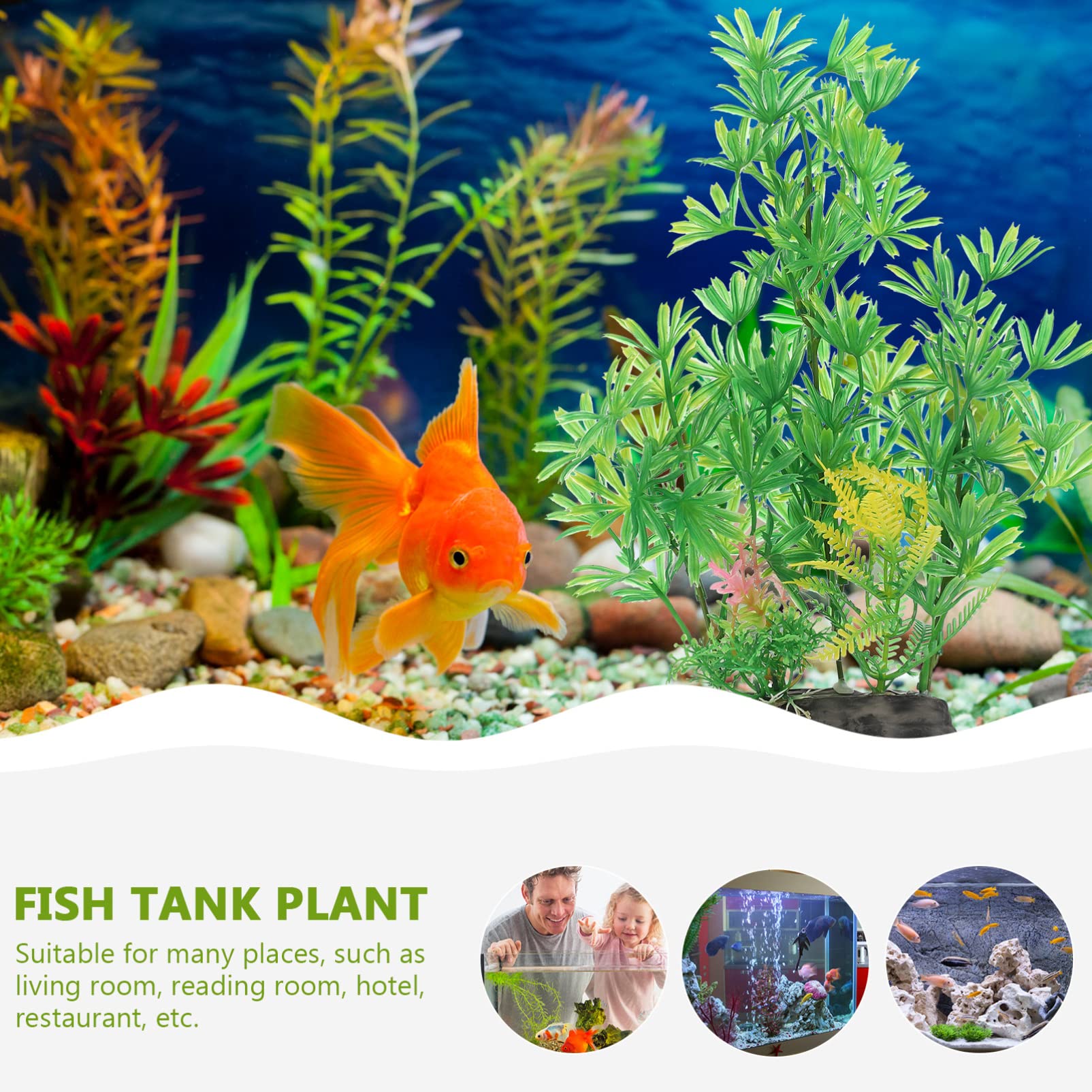 Happyyami 3 Juegos Paisajismo del Acuario Accesorios para Acuarios De Plantas Acuaticas De Agua Dulce Decoración Plantas De Artificiales El Plastico 2 Piezas * 3