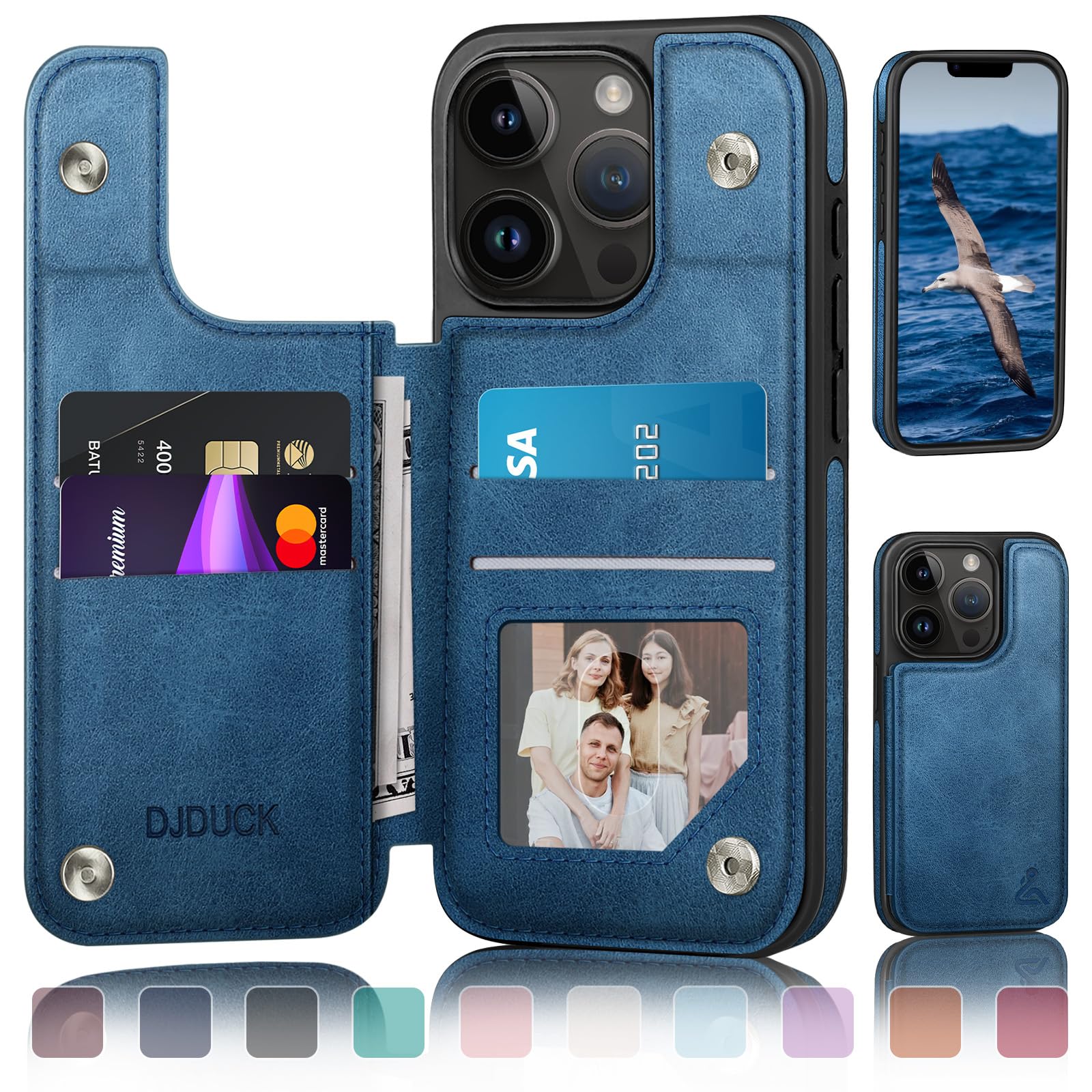 DJDUCK Designed for iPhone 13 Pro Case Wallet with Card Holder, [Magnetic Clasp Cover] [RFID Blocking Leather Protection] Shockproof Women Men Cases