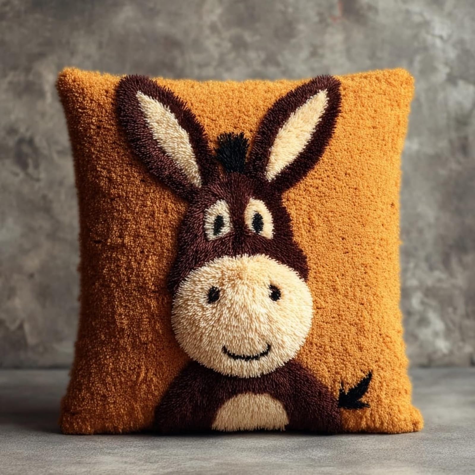 WallustrioaW Latch Hook Kits Pillow,Cartoon Donkey