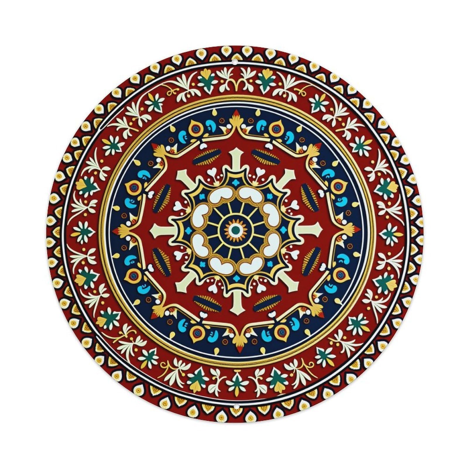 Colorful Circular Symmetrical Floral Design Metal Tin Sign Vintage Garden Bedroom Cafe Bar Man Cave Home Wall Decor Metal Poster 8x8 inches