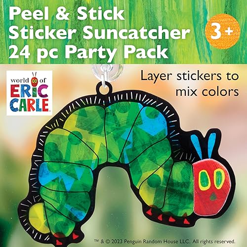 Miniatura 2 de Creativity for Kids Suministros para fiestas de The Very Hungry Caterpillar adhesivos Suncatchers - 24 recuerdos de fiesta de cumpleaños, recuerdos