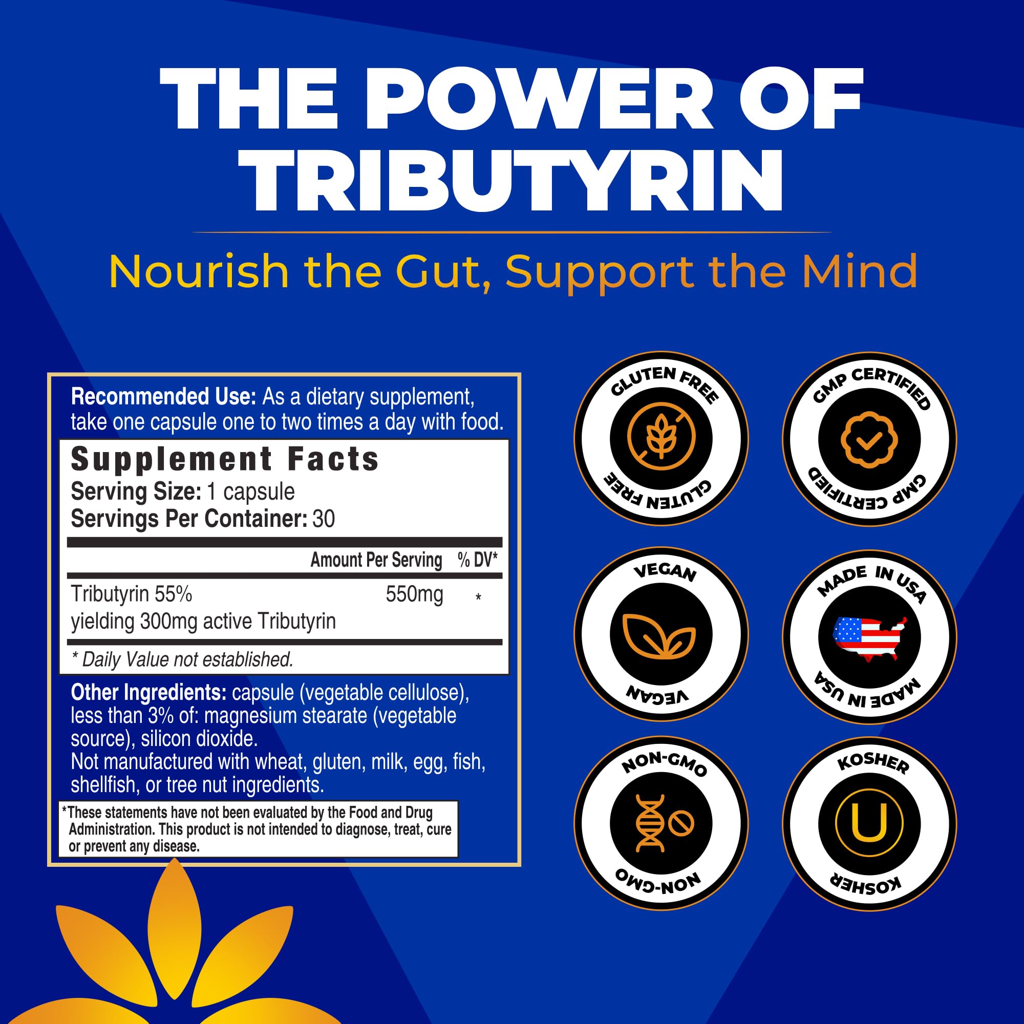 Tributyrin Supplement - Better Delivery & More Effective than Sodium Butyrate - Gut Health & Digestive Support - 3-in-1 Butyrate Postbiotics for Leaky Gut & Gut Barrier Support - 30 Capsules — Amazon image 7