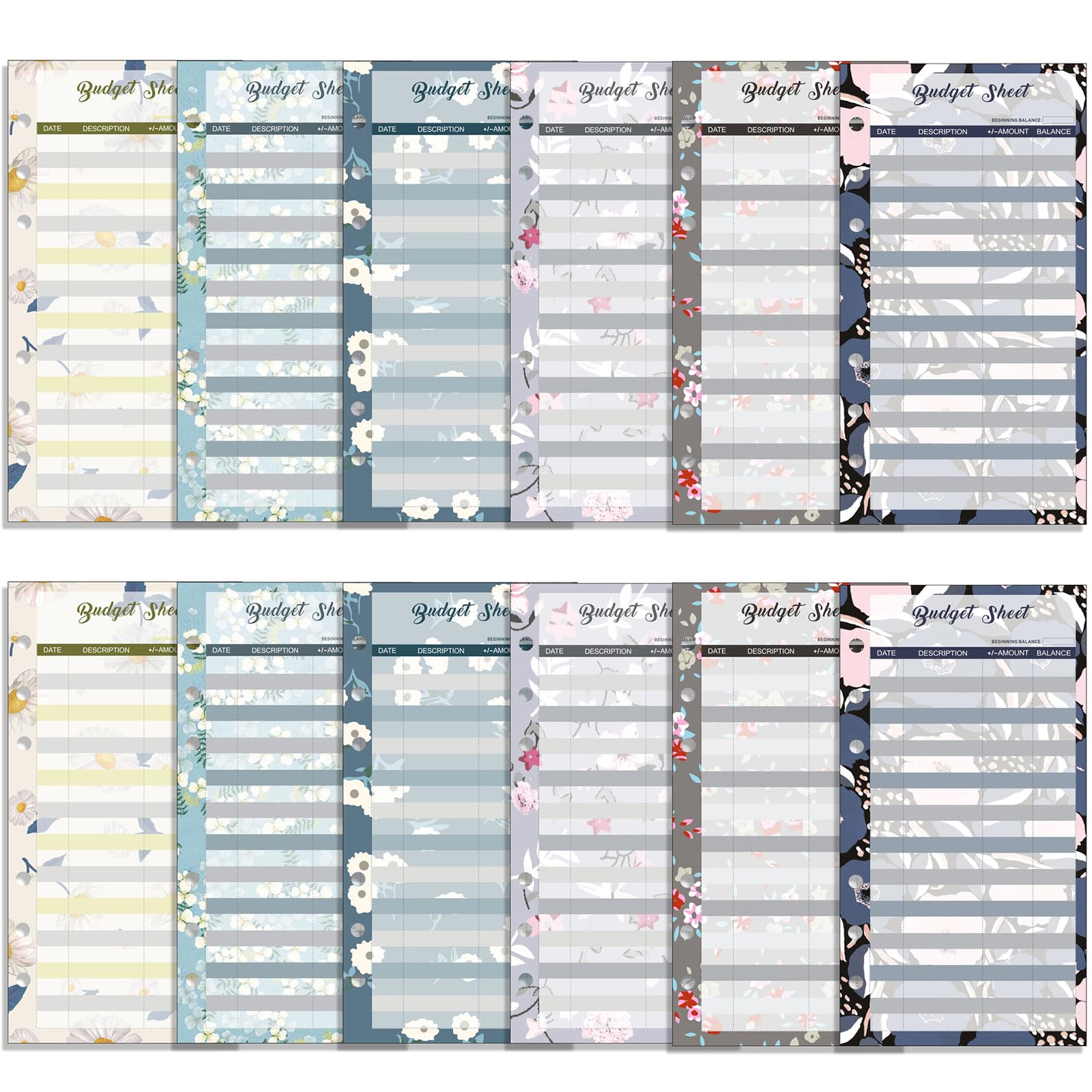SURALIN 36PCS Accessoires de Planificateur Budgétaire Budget A6 Cartes de Résumé en Papier