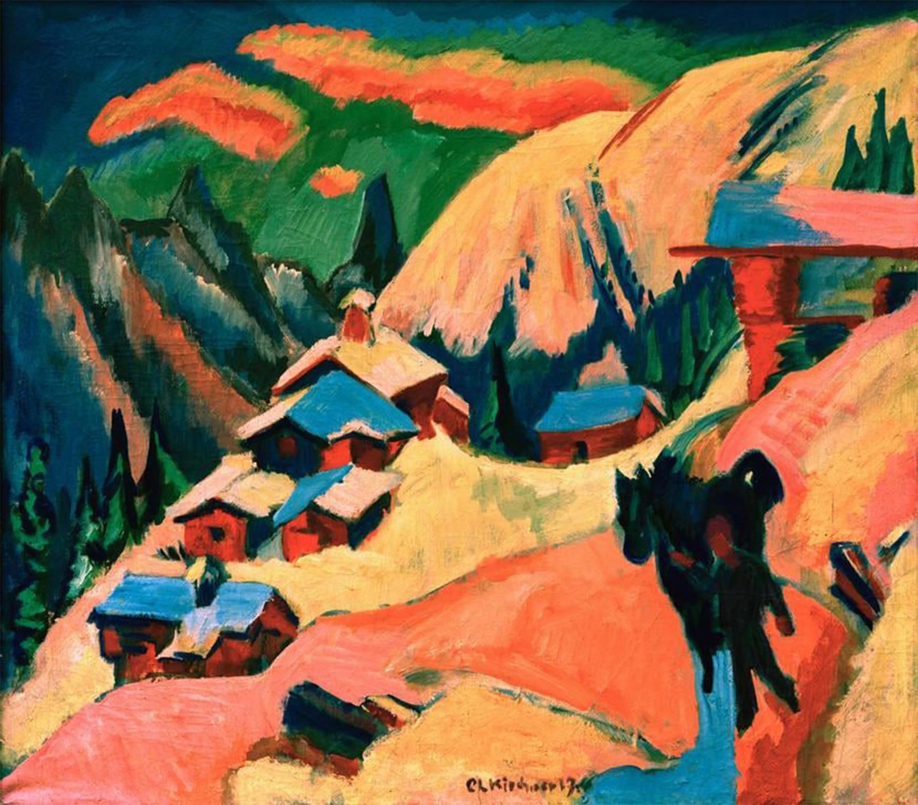 POSTERIIk Vintage Classic Picture Landscape Artwork Davos in the Winter by Ernst Ludwig Kirchner Portrait Canvas Painting for Office Home Decor 60x90cm