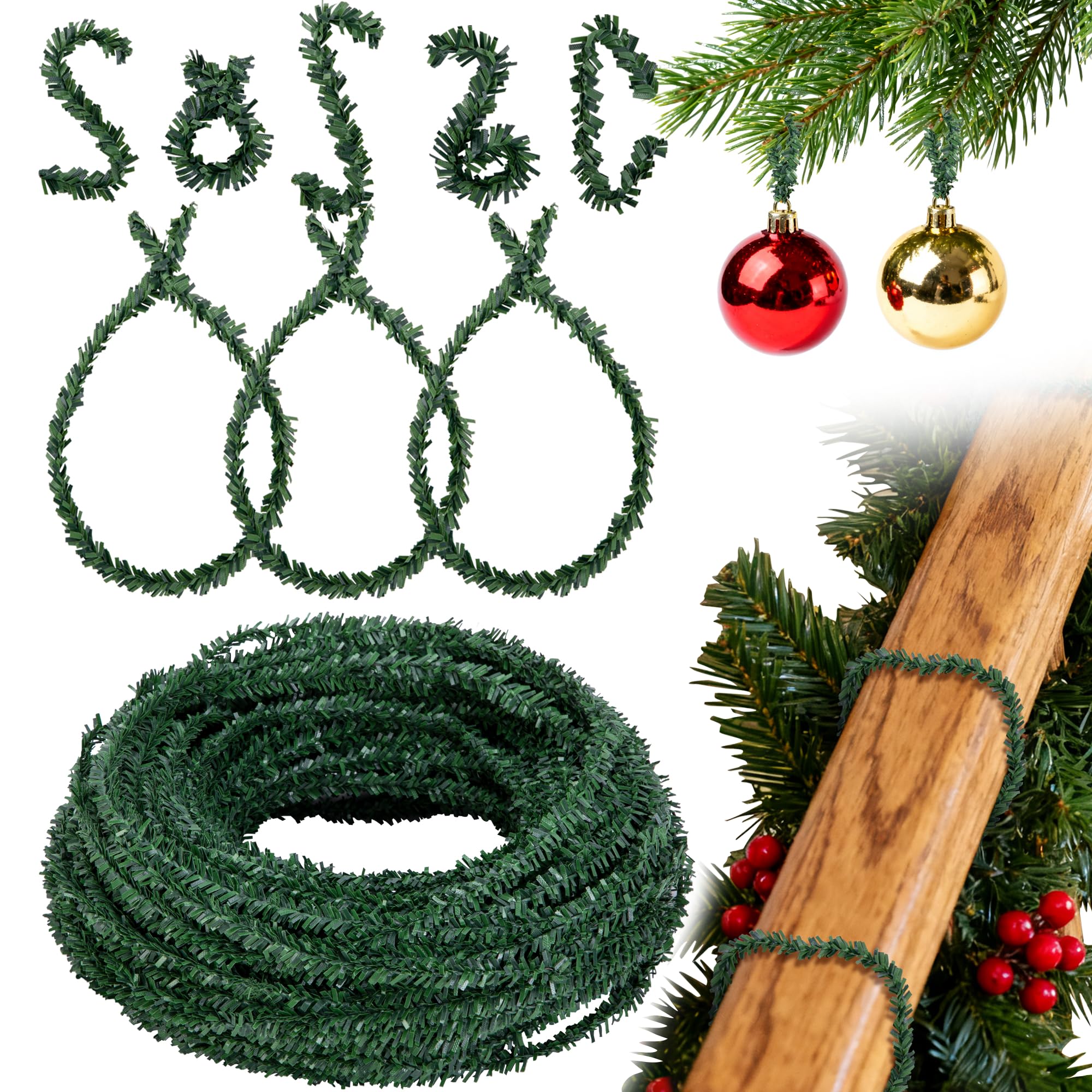 3M/100Ft Christmas Garland Ties-Cuttable Artificial Pine Garland Wire Ties