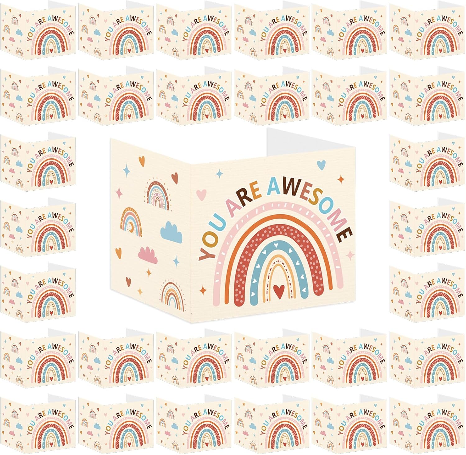 Whaline 30Pcs Privacy Boards Boho Classroom Desk Dividers Colorful Rainbow Heart You are Awesome Desk Privacy Panel Privacy Folders Screen Partition for School Teacher Student Desk Test Supplies