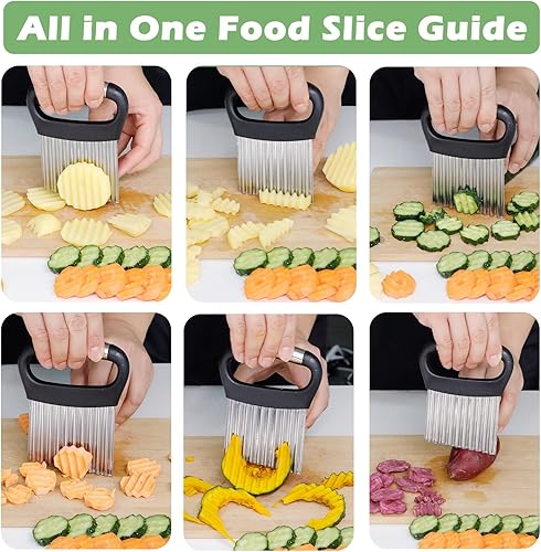Miniatura 7 de Suuker Cortador de arrugas grande para verduras, cortador de papas fritas con mango, rebanador de papas fritas, rebanador de papas fritas, papas
