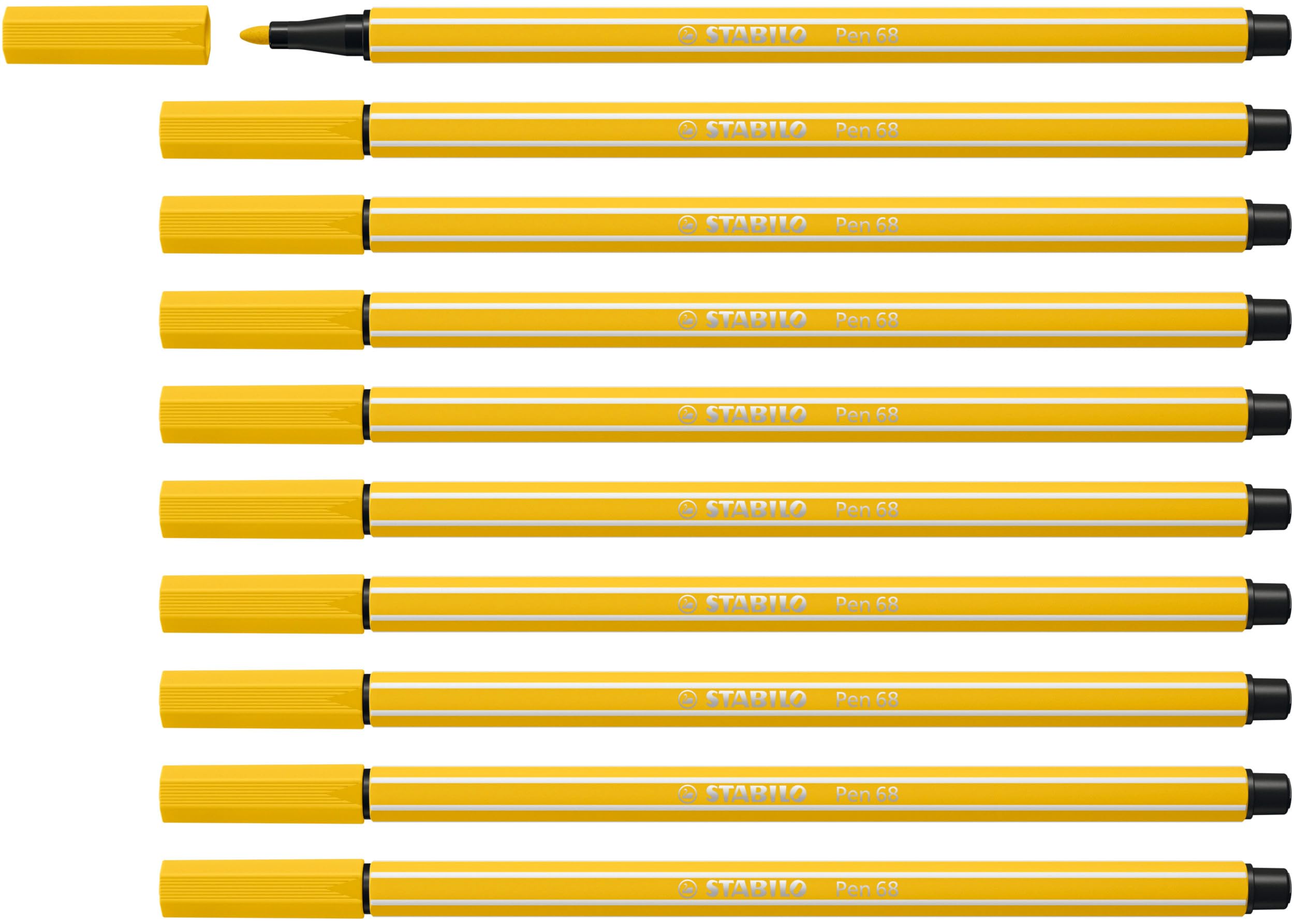 STABILO Pen 68 - Pennarello Premium - Confezione da 10 - Giallo