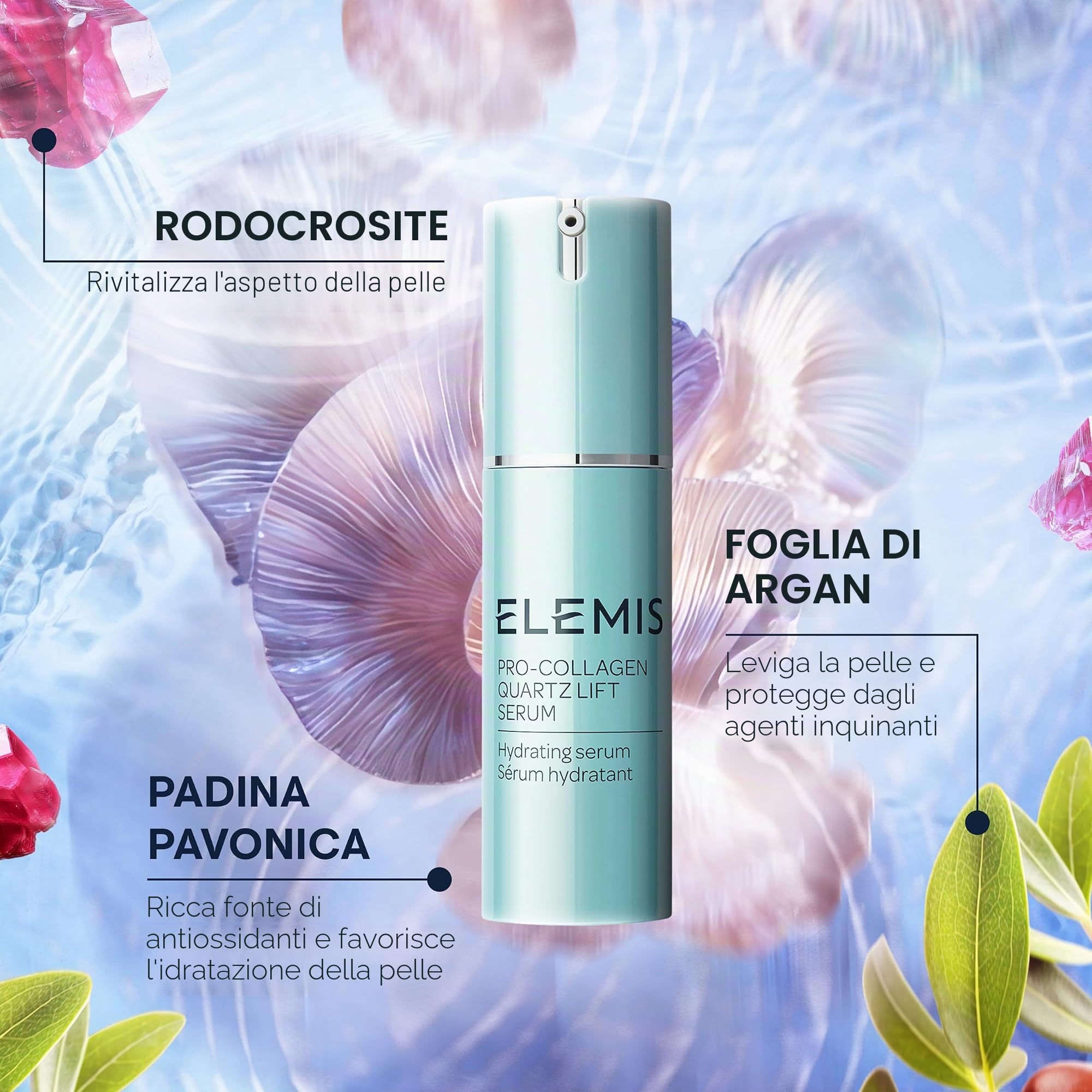 Elemis Pro-collagen Quartz Lift Serum, Siero Antirughe, Trattamento Rassodante, Levigante E Idratante, Trattamento Antietà, Per Un Effetto Lifting E Ringiovanimento Istantaneo, Formato Viaggio, 30ml
