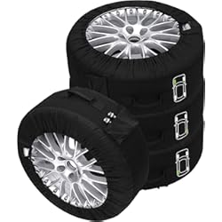 Fundas Antideslizantes Para Neumaticos C&D Juego de 4 fundas de neumáticos premium negras, para todo tipo de neumáticos de hasta 660 mm (14-18")