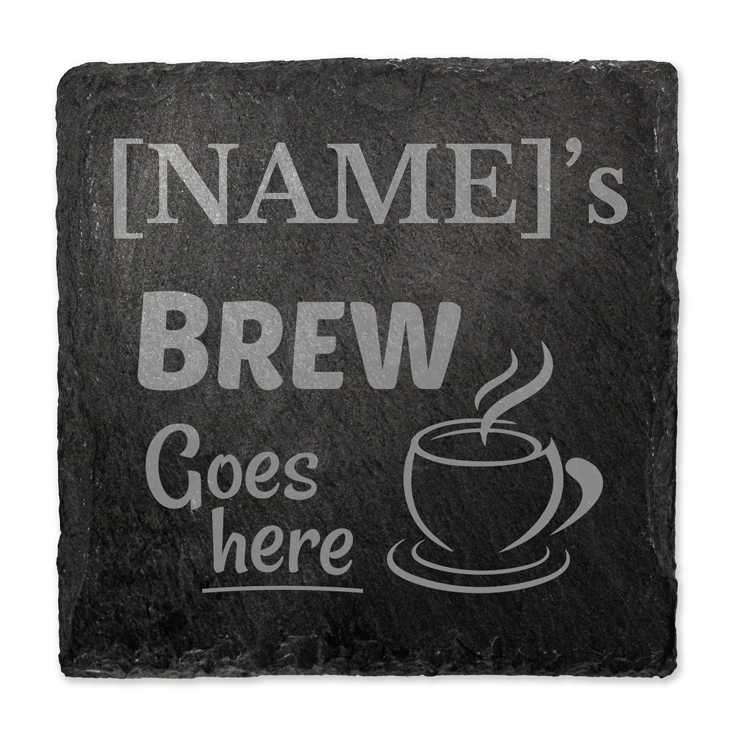 1 Personalised Customised Name Engraved Square Drink Brew Wine Beer Coffee Tea Whisky Goes Here Slate Drinks Coaster Gift Present 100mm X 100mm Primary Teaching Services (Natural Finish)