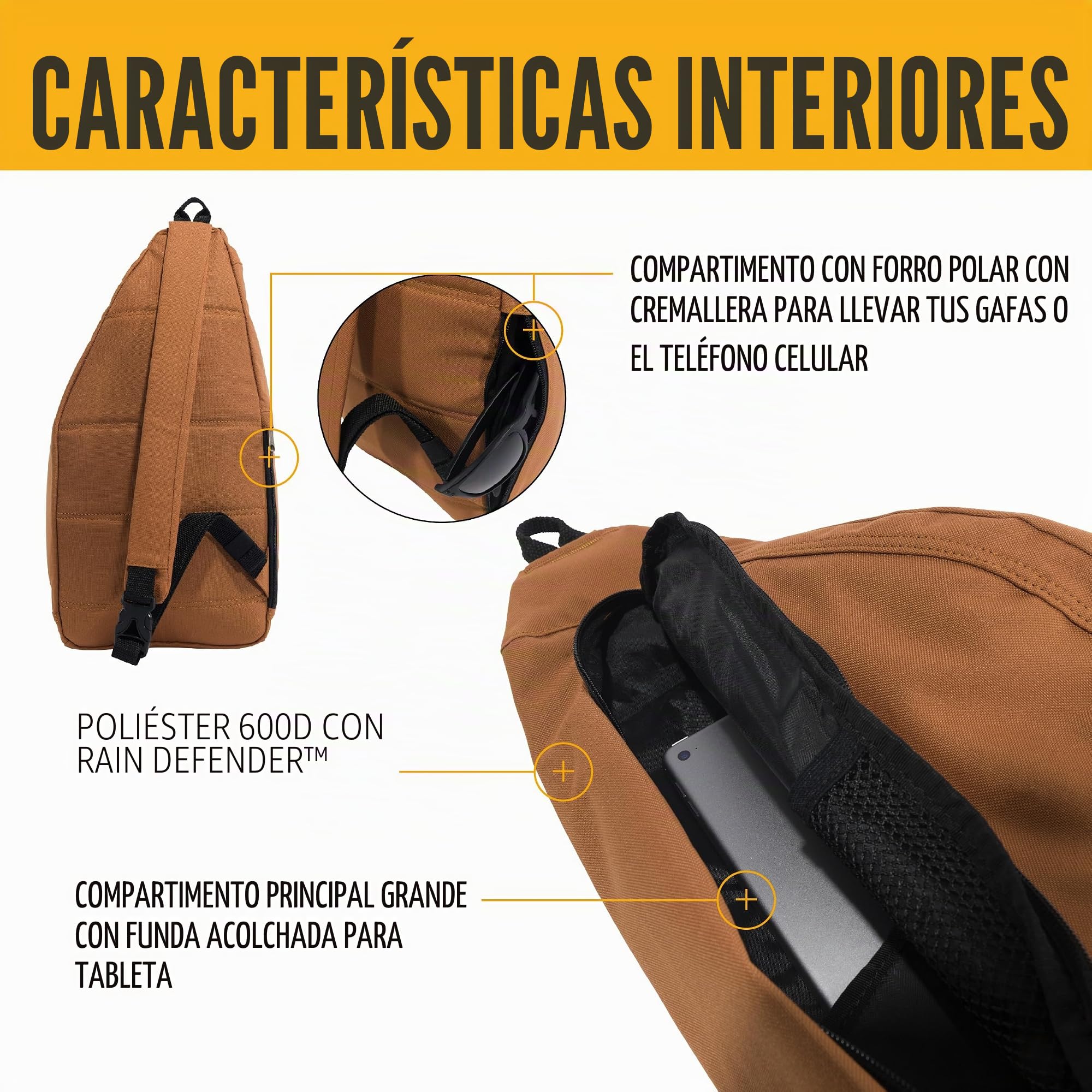 Carhartt Durable Sling Bag, Crossbody Backpack With Side Release Buckle, Tablet Sleeve And Adjustable Strap Mochila tipo bandolera Unisex adulto (Pack de 1)