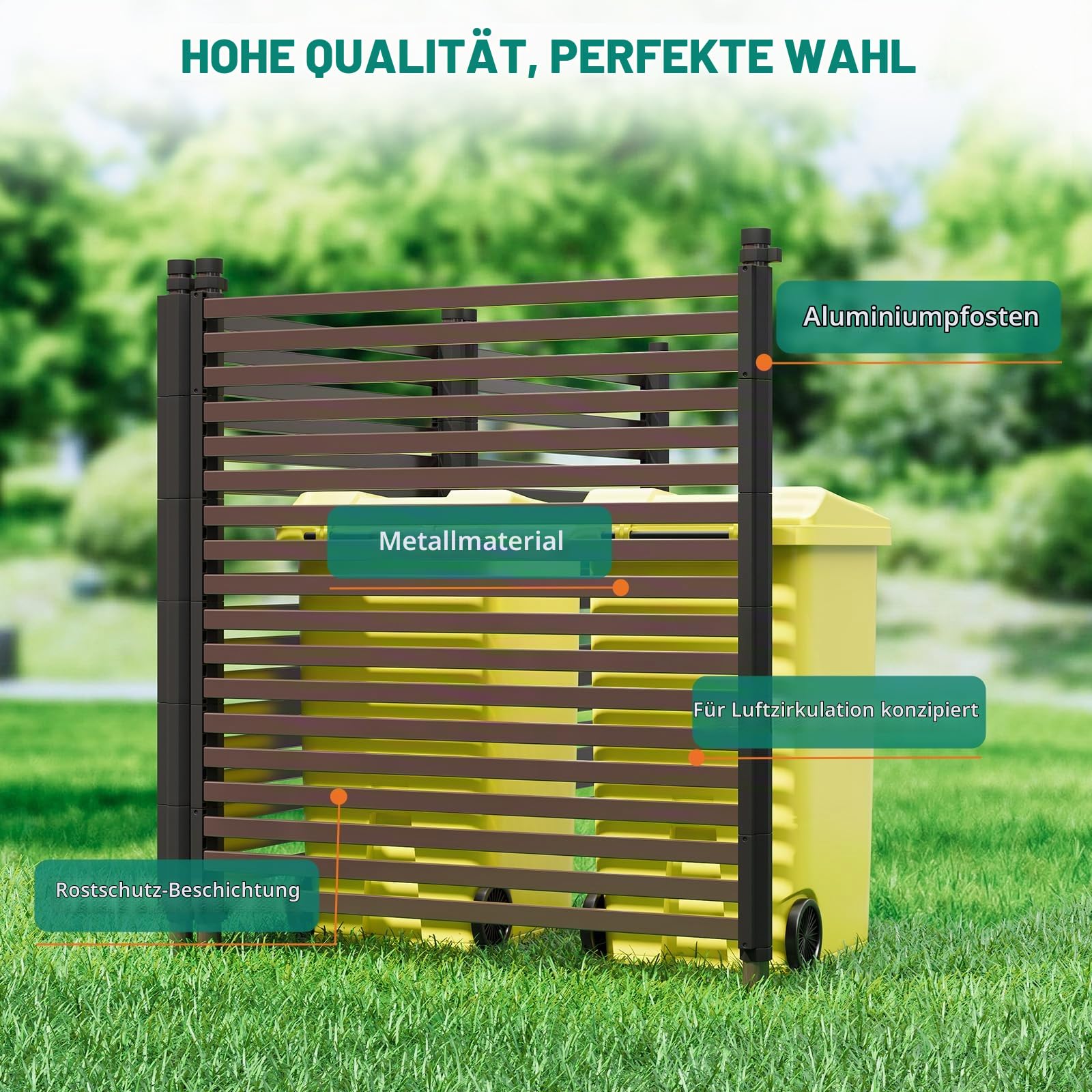 Metall Gartenzaun 3er Set 120x274 cm, braun, wetterfest rostfrei