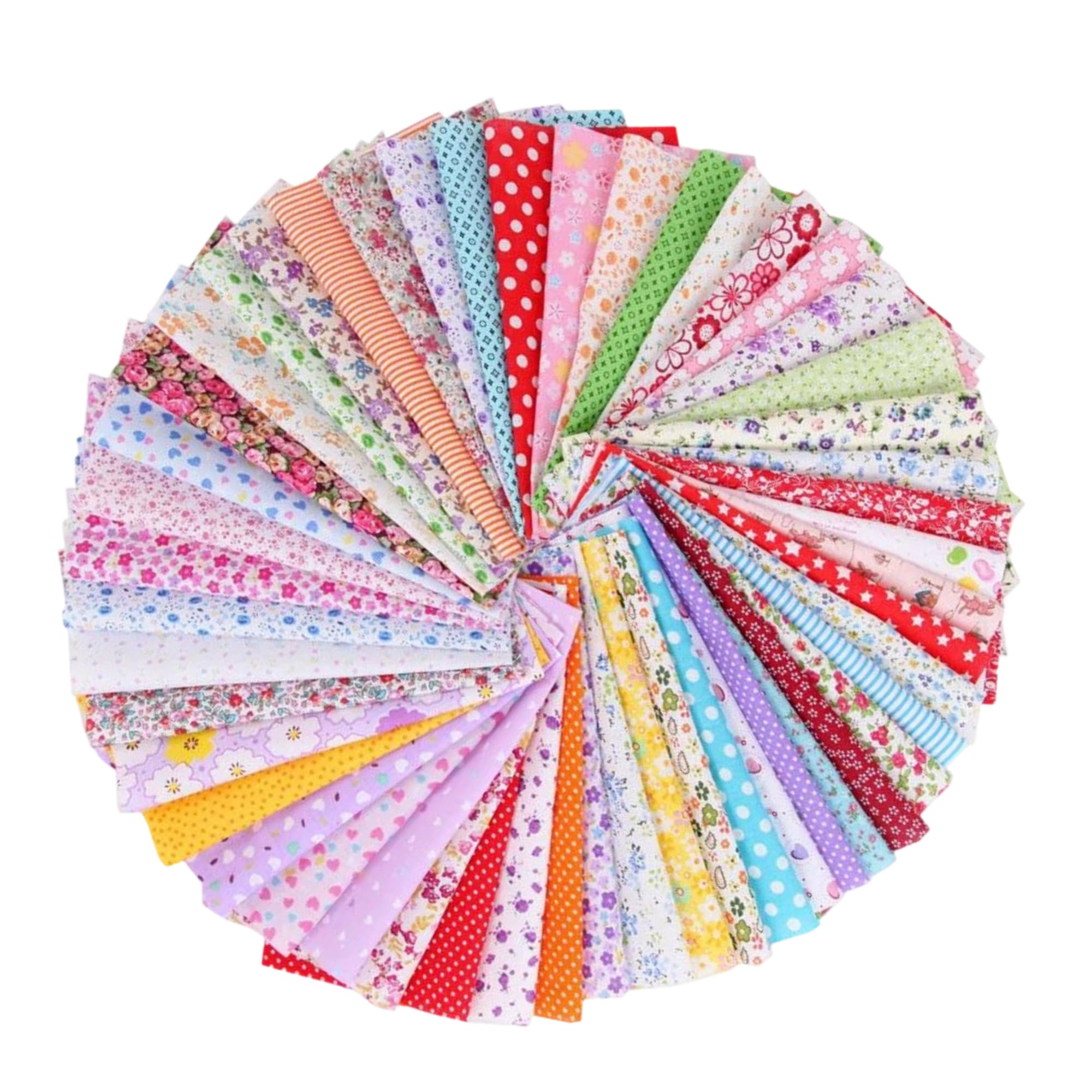 Elenviorina Multicolor 50 Pcs Fabric Squares 10X10cm, Fat Quarters Fabric Bundles Material For Sewing Cotton Patchwork Quilting Fabric For Diy Crafts