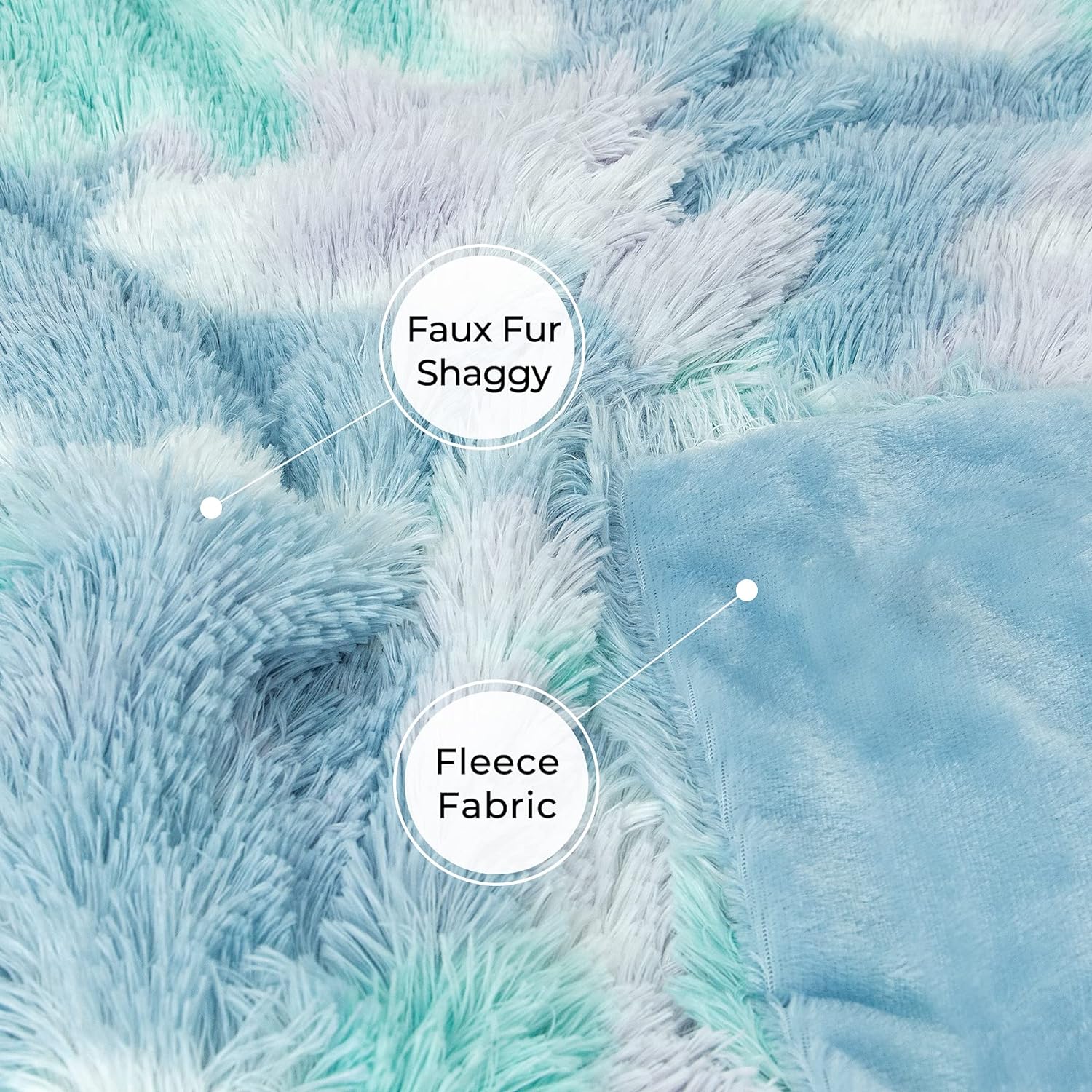 Tuddrom Decorative Extra Soft Faux Fur Blanket Queen Size 80"x90",Solid Reversible Fuzzy Fluffy Plush Fleece Comfy Microfiber Fur Blanket for Couch Sofa Bed,Tie Dye Blue