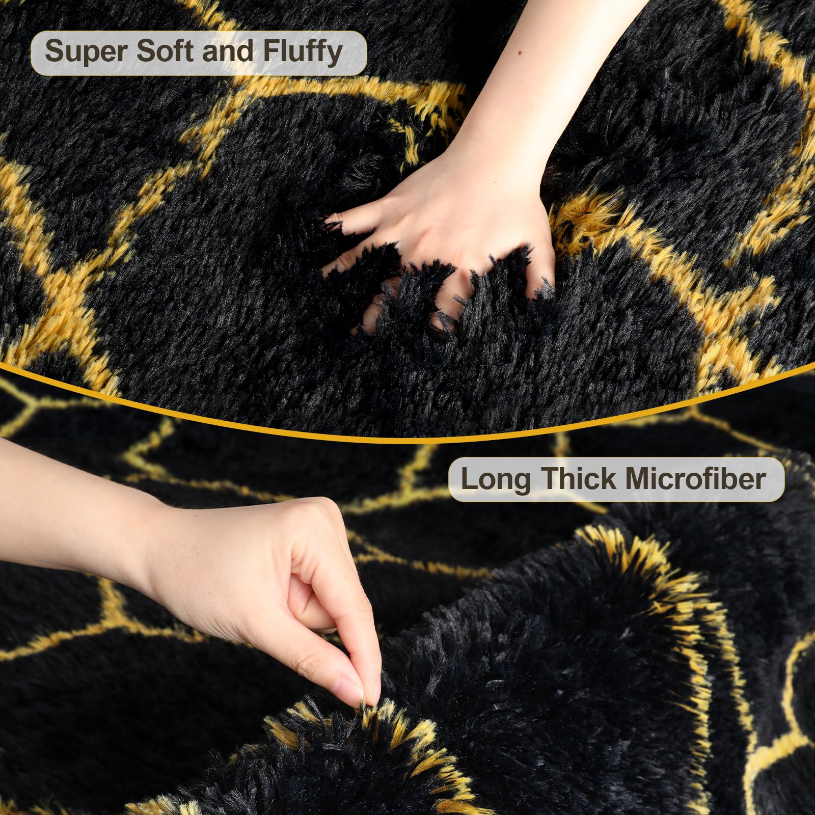 Untimaty Geometric Rugs Living Room-120x180cm Extra Large Black Rug - Image 2
