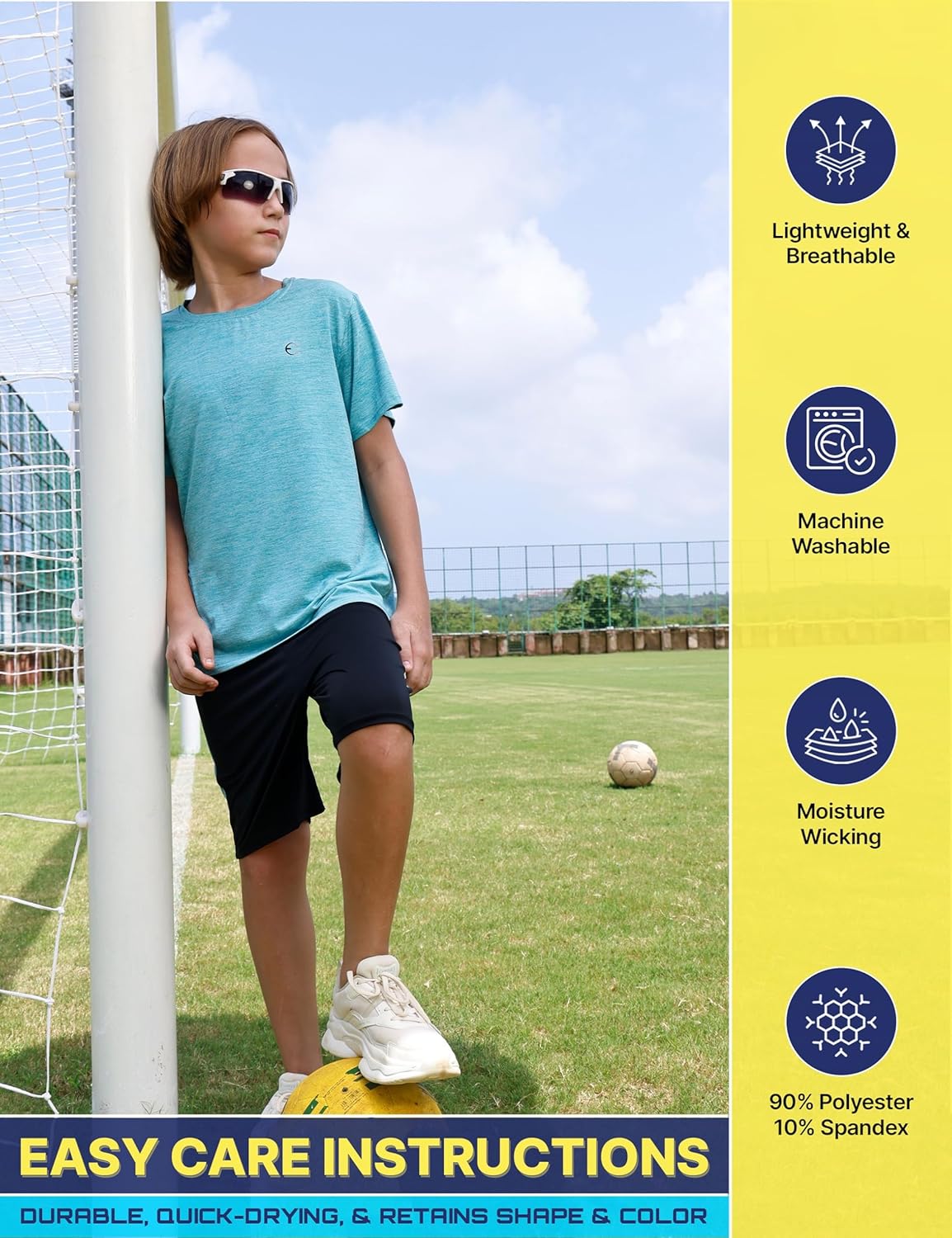 Boys Clothing Sets Tagless Loose Athletic Performance Crew Neck T-Shirt and Short Outfits Size 3-16 (4 Piece Set) - Image 5