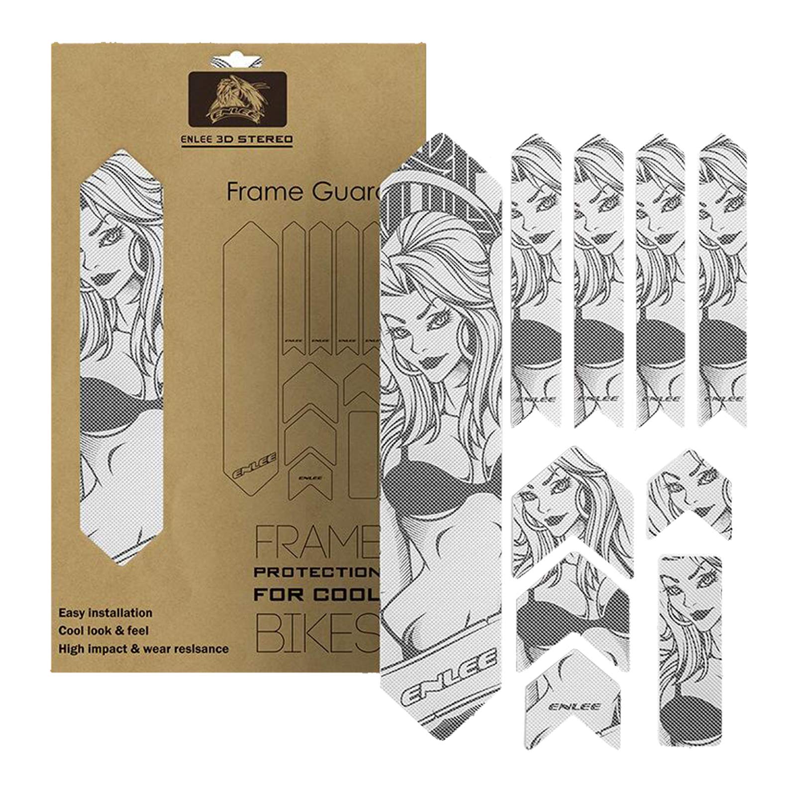 Kit Stickers Protection Cadre Vélo – Rising Sun, 14 Pièces, Vinyle Rose
