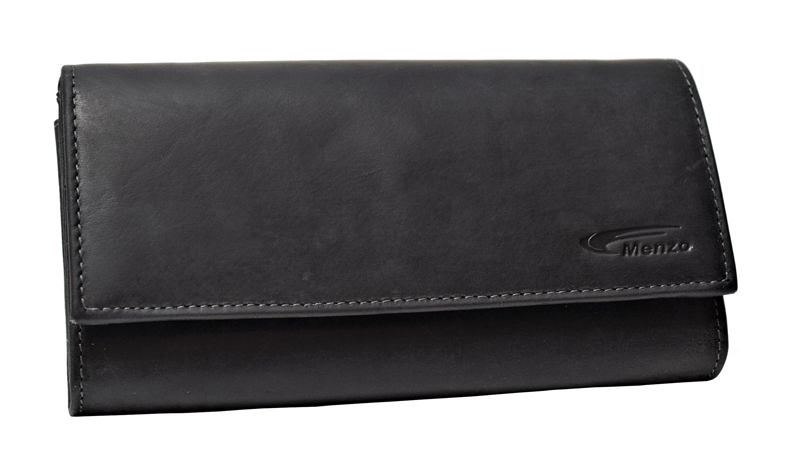 Menzo Kellnerbörse aus echten Leder, Kellnergeldtasche, Kellnerbeutel (schwarz)