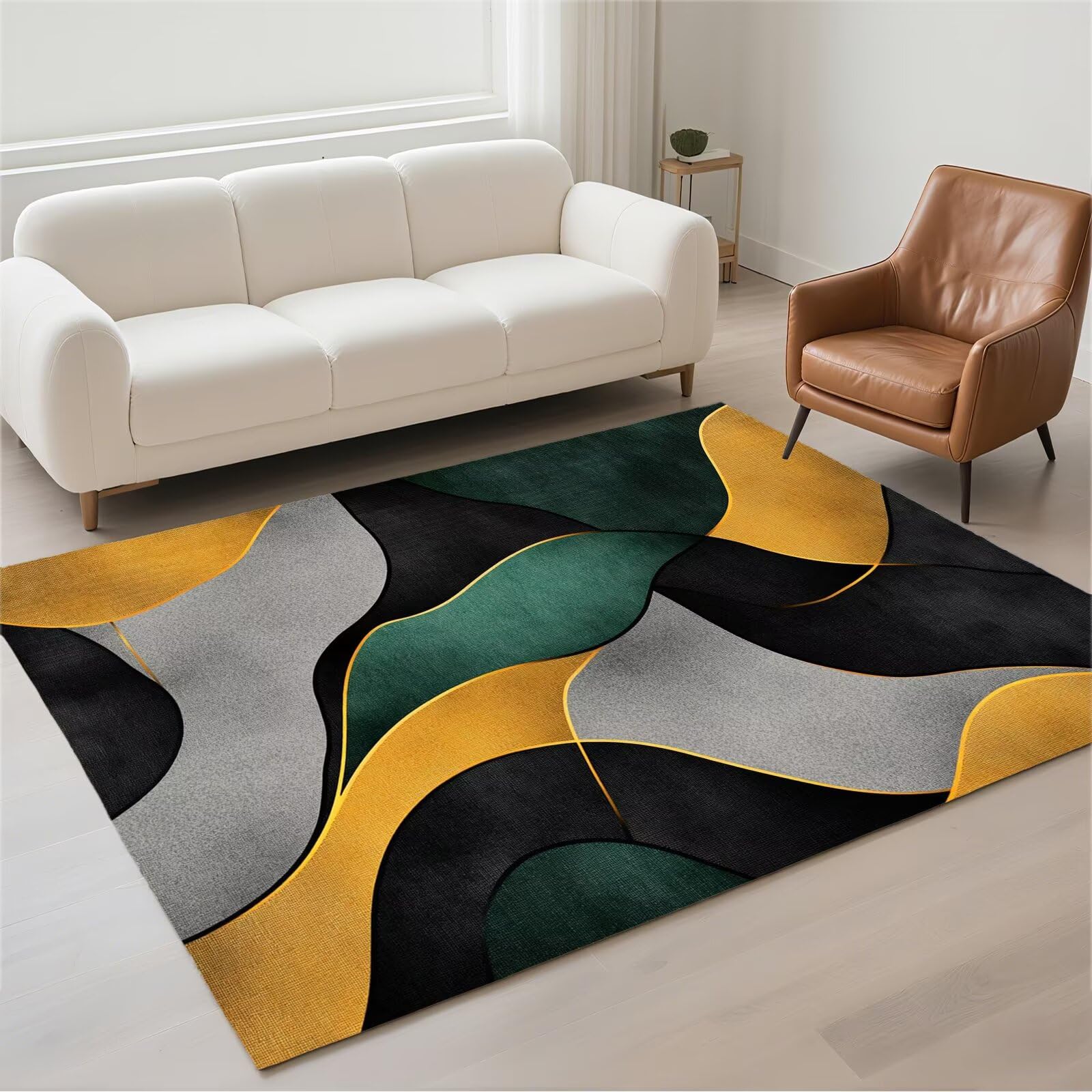 Tapis de salon lavable et antidérapant doux en pile bouclée