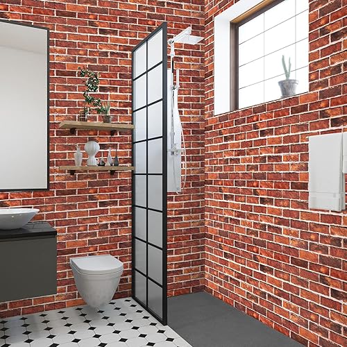 Miniatura 8 de Abyssaly Papel tapiz de ladrillo para despegar y pegar, papel de contacto de ladrillo rojo para dormitorio, 17.7 x 236 pulgadas, papel de pared de