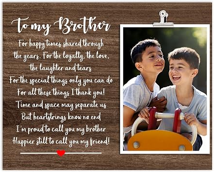 To My Brother Picture Frame - Birthday for Sibling from Sister, Little or Big Brother Present