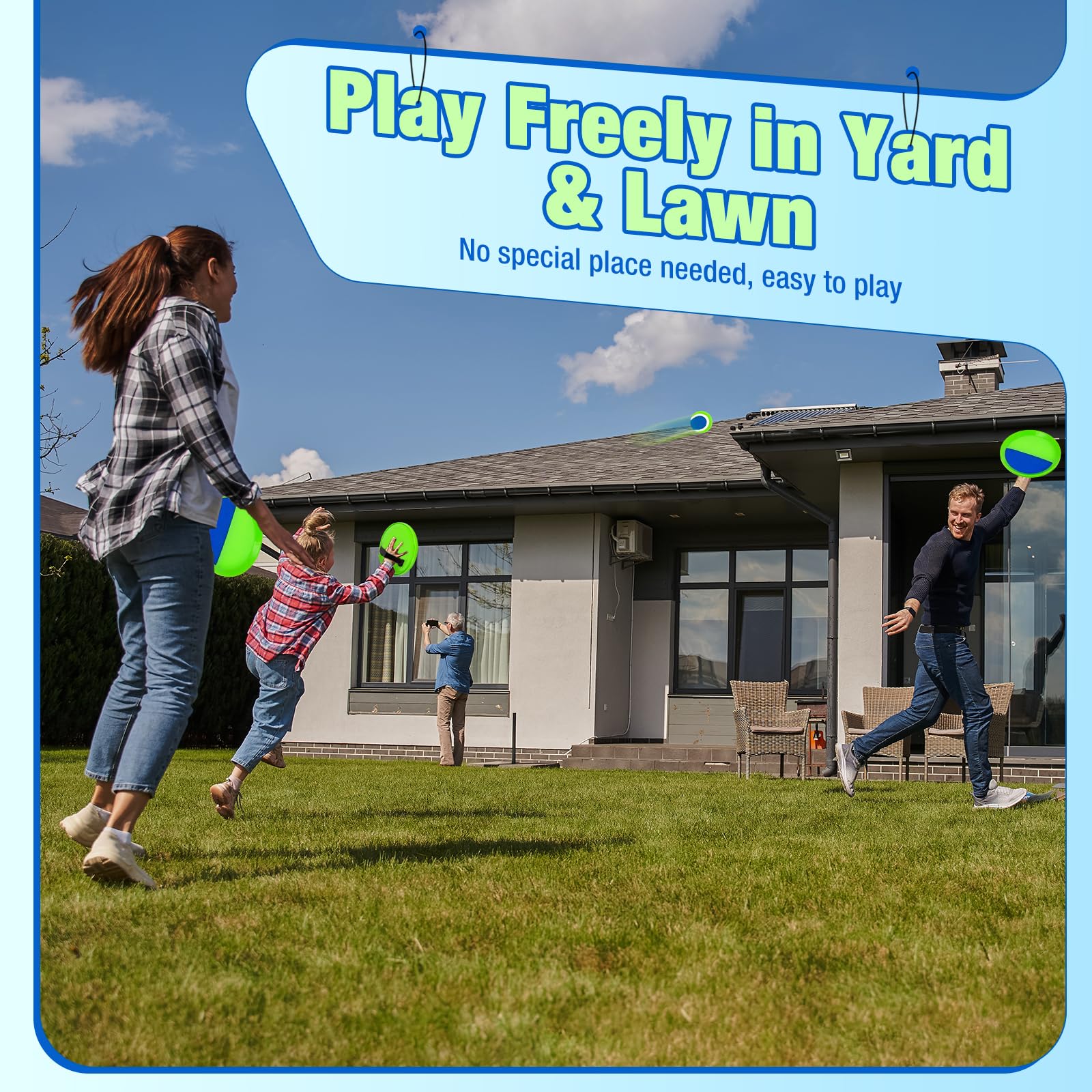 Toss and Catch Ball Game Set - Classic Kids Outdoor Indoor Activity Toys - Great Games for Beach Pool Yard Camping - Sticky Paddle Ball Toy Gift for Toddlers Boys Girls 3 4 5 6 7 8 9 10 11 12 Year Old