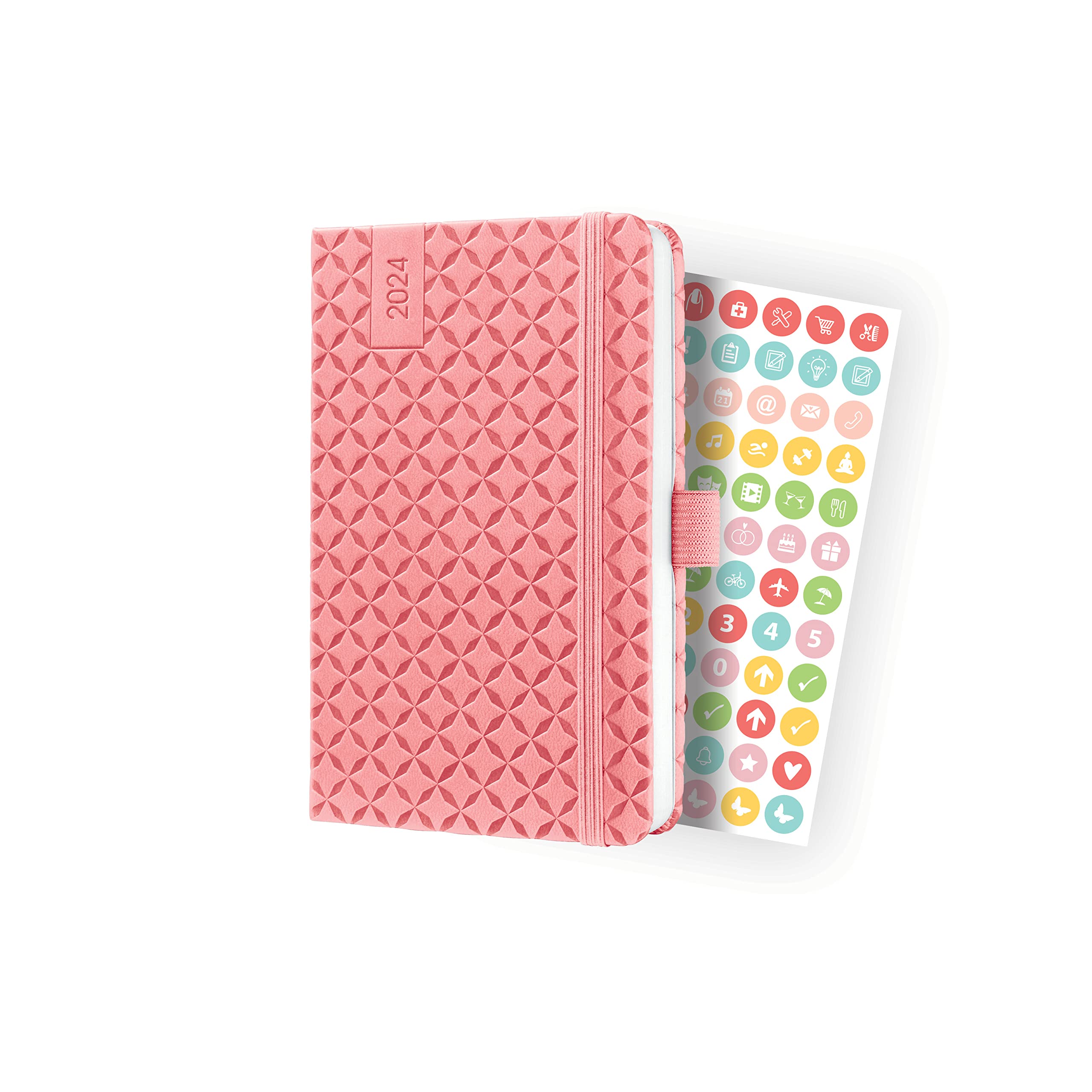 SIGEL J4110 Jolie Weekly planner 2024, hardcover, 9,5 x 15 cm, 174 pages, rose