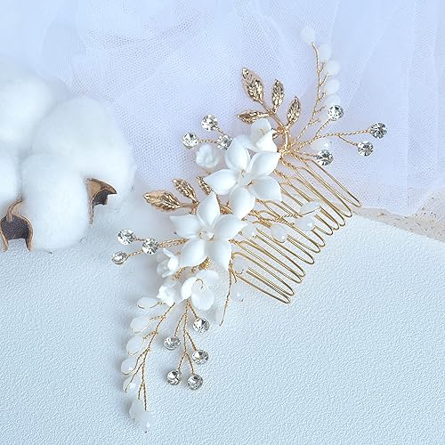 Beusoulover Pinza para peine de pelo de boda, accesorios para el cabello de boda para novias, accesorios para el cabello de novia de cristal,