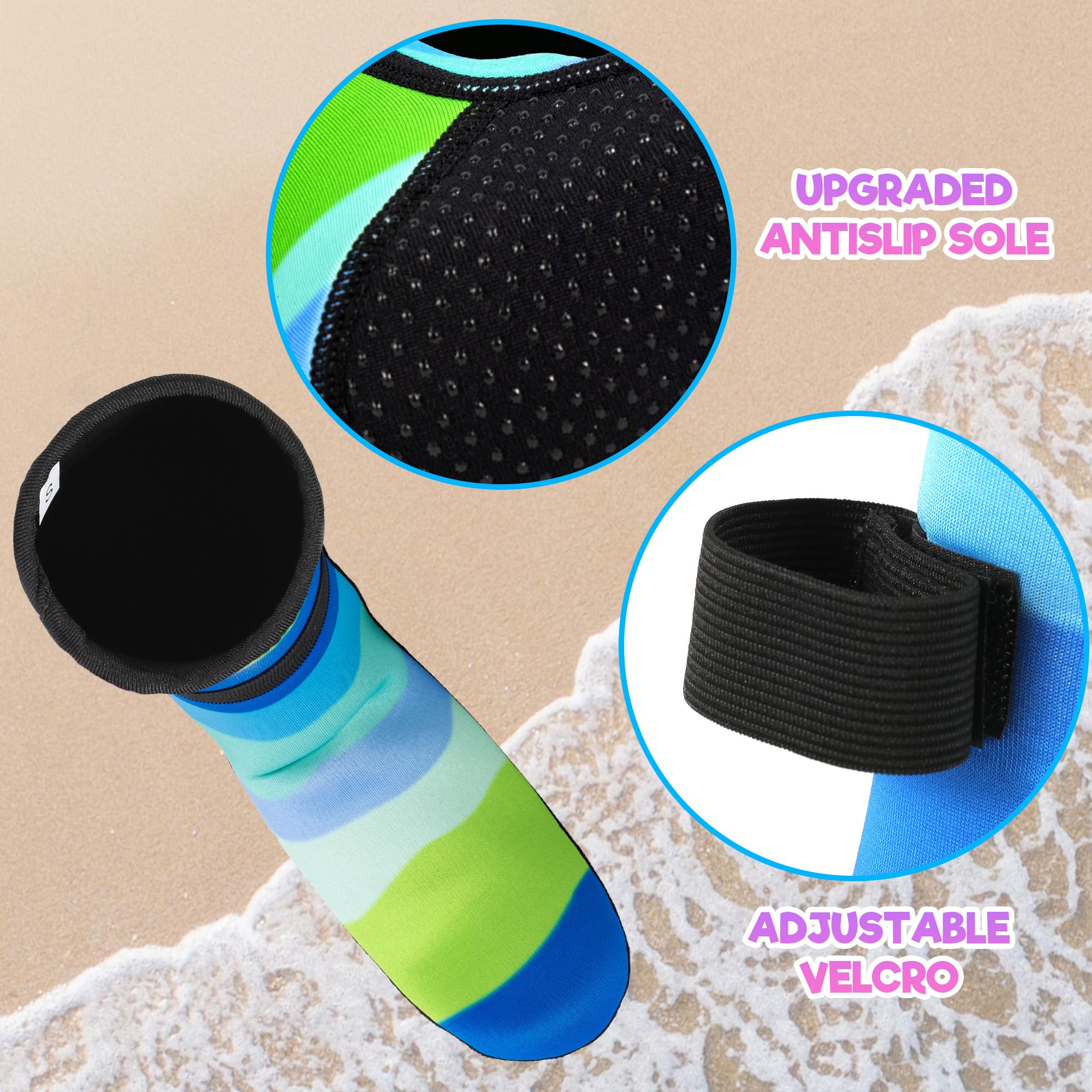 YOTAN Neoprensocken Kinder 3mm, Rutschfeste Wassersport-Socken für Schwimmen, Surfen, Strand & Tauchen, Atmungsaktiv, Langlebig, Wärmend