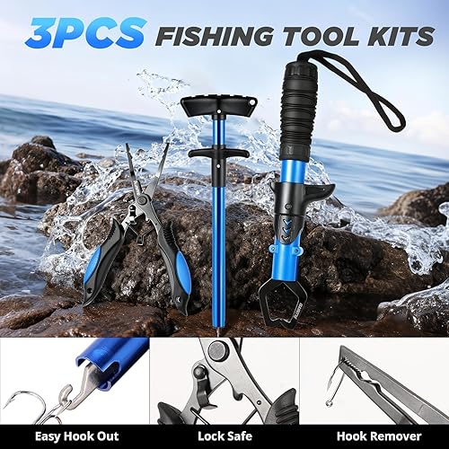 Miniatura 6 de PLUSINNO Mochila de pesca con combinaciones de caña de pescar y carrete, cajas de aparejos, mochila de aparejos impermeable para equipo de pesca