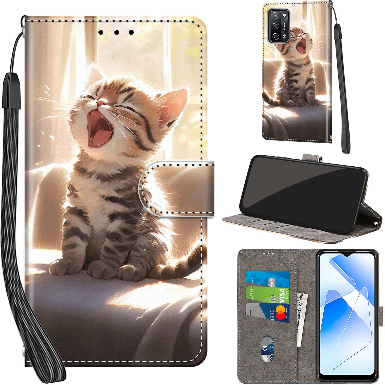 Cover Portafoglio In Pelle Per Oppo A55 5G / A54 4G / A53s / A16 | Con Supporto (Kickstand), Chiusura Magnetica E Slot Per Carte | Design Farfalla
