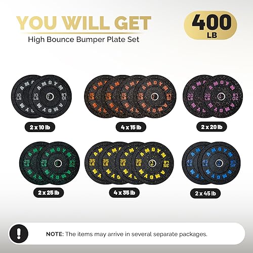 Miniatura 152 de 2 Inch Bumper Plates，10-500lbs，Barbell Rubber Olympic Weight Plates Set for Home Gym, Strength Training & Weight Lifting, Multiple Options