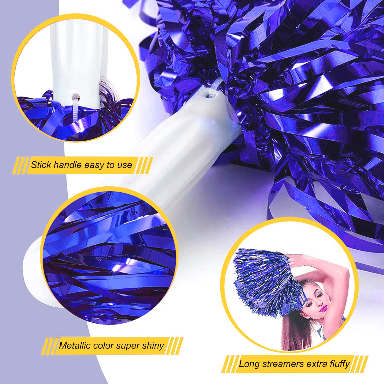 GZjiyu 30 Piezas Pompones Animadora, Pompones de Porristas, Flores De Animadoras para Animadora Y PompóN para Eventos Deportivos Fiestas EspectáCulos En Escenario Fiestas Festivas — view 5