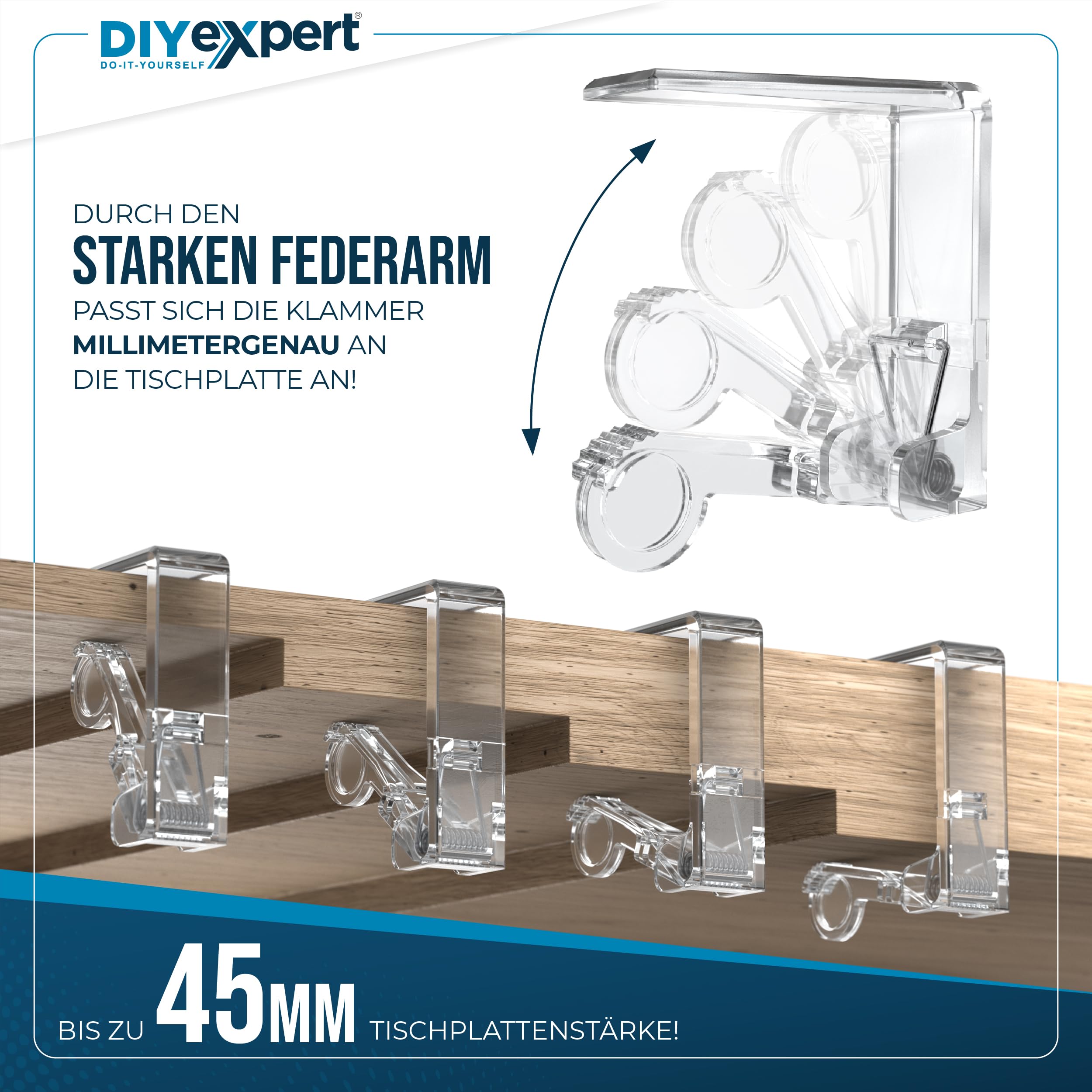 Lot De 8 Pinces à Nappe En Plastique Résistant - Pour Tables Jusqu'à 45 Mm D'épaisseur - Fixation Solide, Ne Abîme Pas Le Tissu