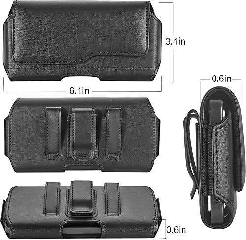 Miniatura 5 de Funda para iPhone 1515, 1414, 1313, 1212, XR, Samsung Galaxy S24S23S22S21, soporte para teléfono con clip para cinturón y funda abatible (se adapta