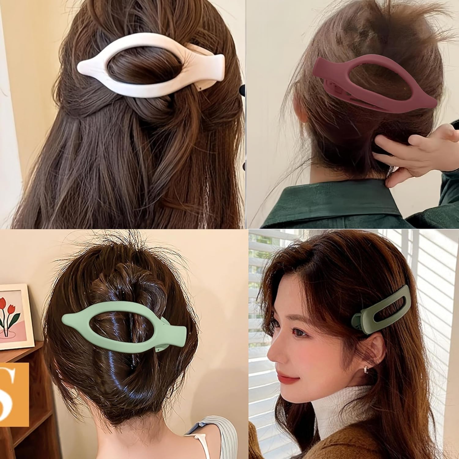 8 PCS Flat Hair Clips, 2 Styles Hair Claws Strong Hold French Claw Clips for Women Girls Thin Hair No Slip Grip Hair Claw Clips - Image 3