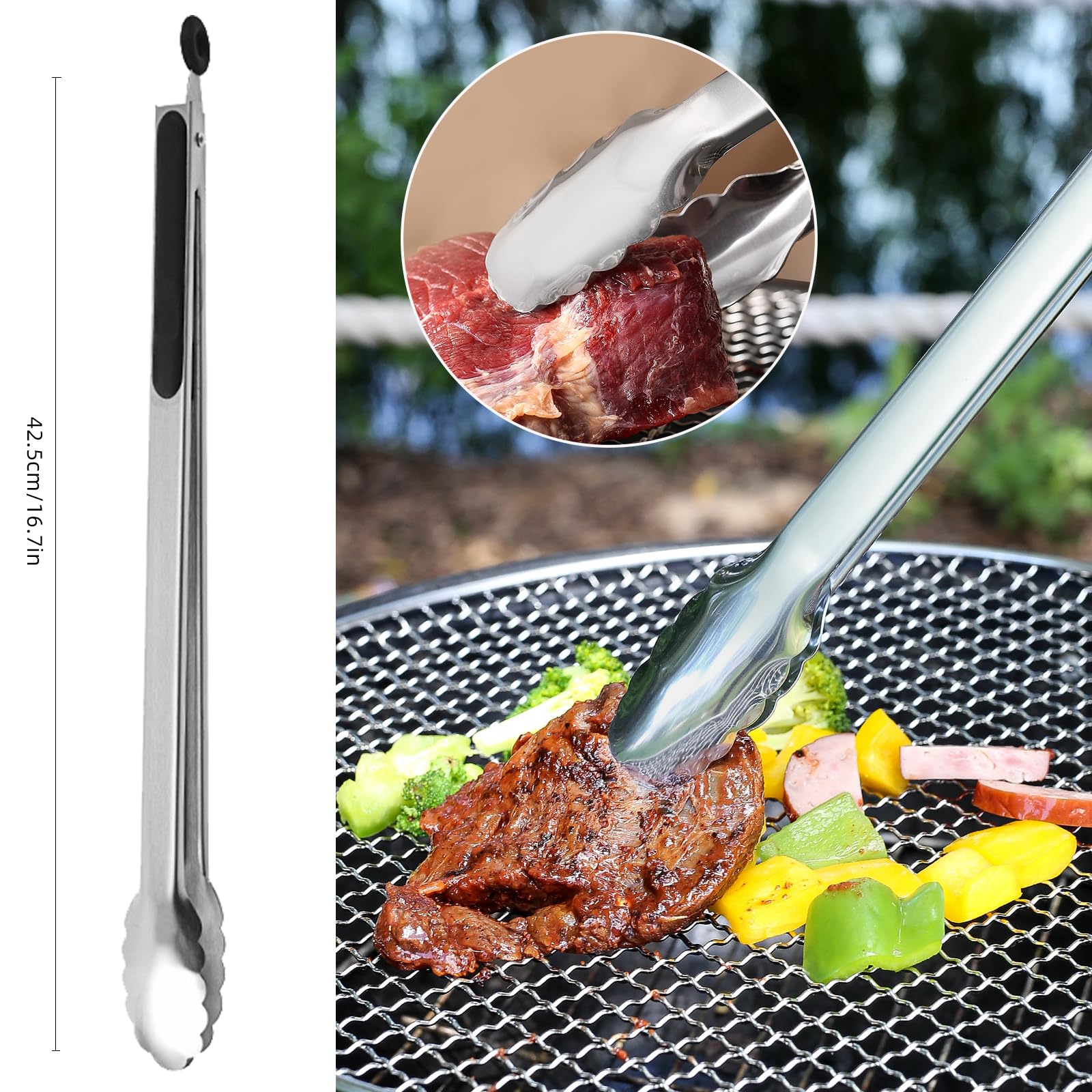 Juego de herramientas de parrilla para barbacoa, kit de accesorios de parrilla de acero inoxidable de 16 pulgadas para hombres, kit de regalo de utensilios de parrilla de barbacoa con bolsa de