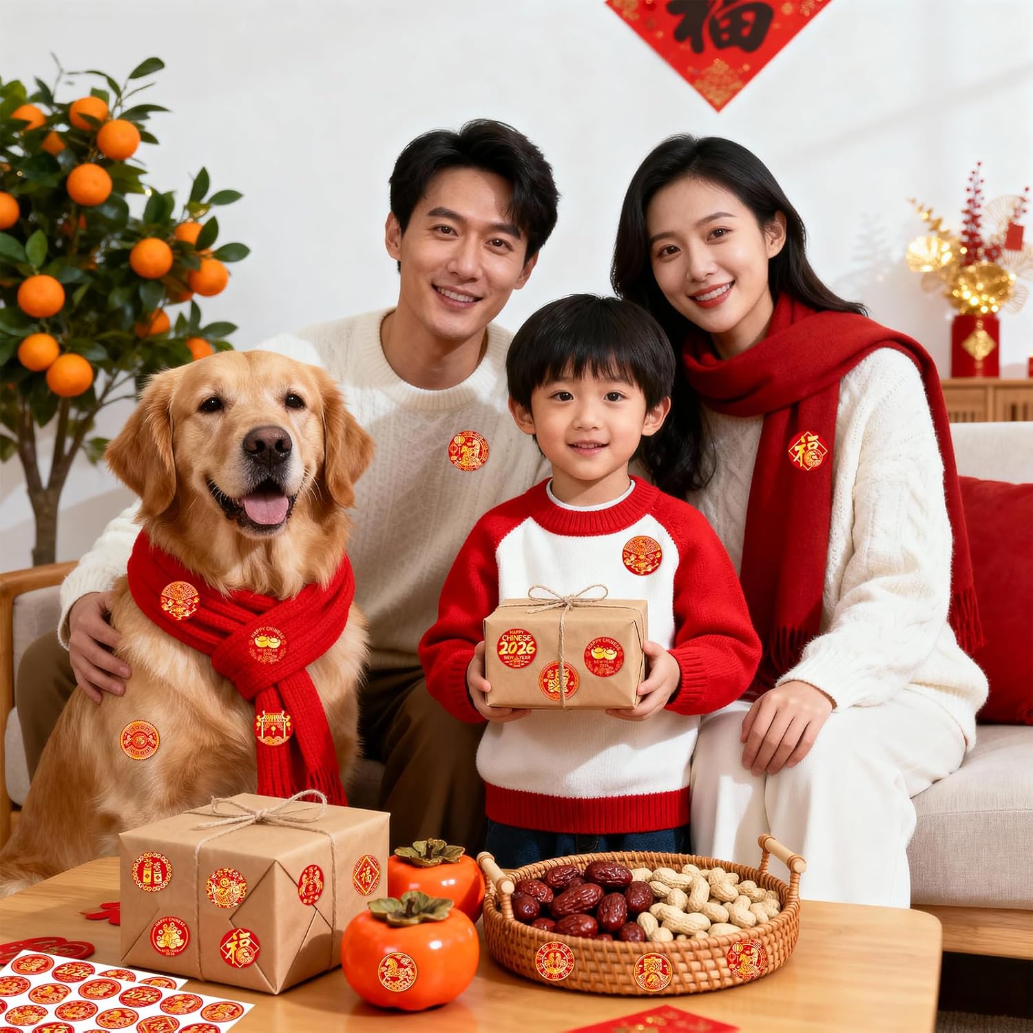 400Pcs Chinese New Year Stickers 2026, 1.5 Inch Year of The Horse Candy Stickers Round Labels Decal Lunar New Year Favors for Candy Chocolate Gift Tag Envelopes Seals Spring Festival Decorations
