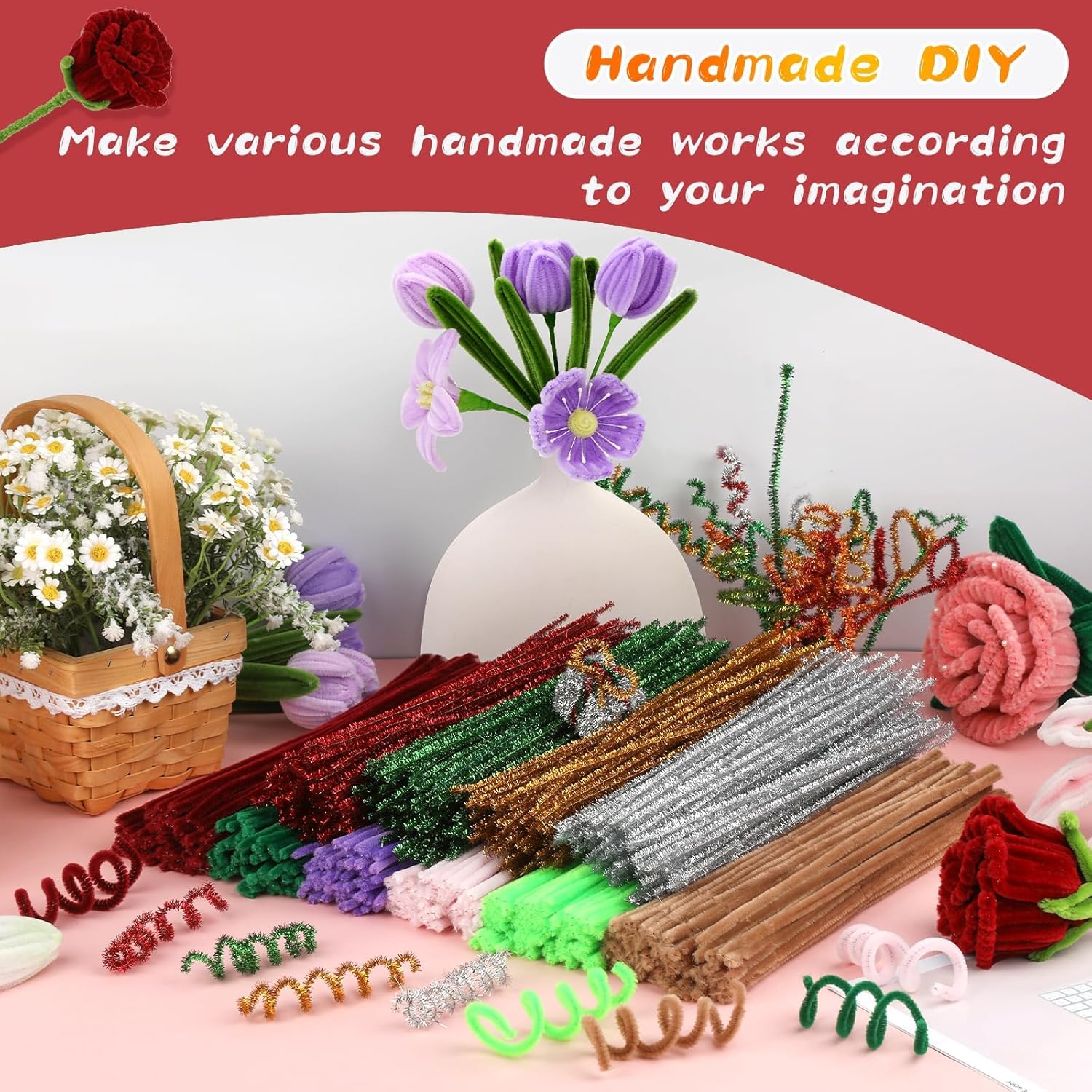 100 Pipe Cleaners Craft Set - DIY Art & Decorations -7